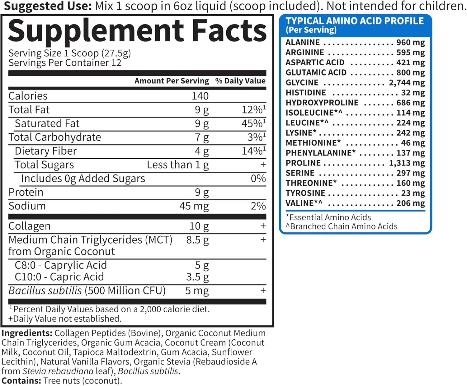 پودر کرمر کلاژن تغذیه شده با علف Garden of Life - وانیلی خامه‌ای، 12 سروینگ، پودر کلاژن برای انرژی قهوه، زیبایی و مفاصل، پودر پپتیدهای کلاژن، MCT های نارگیل، مکمل های پروتئین کلاژن