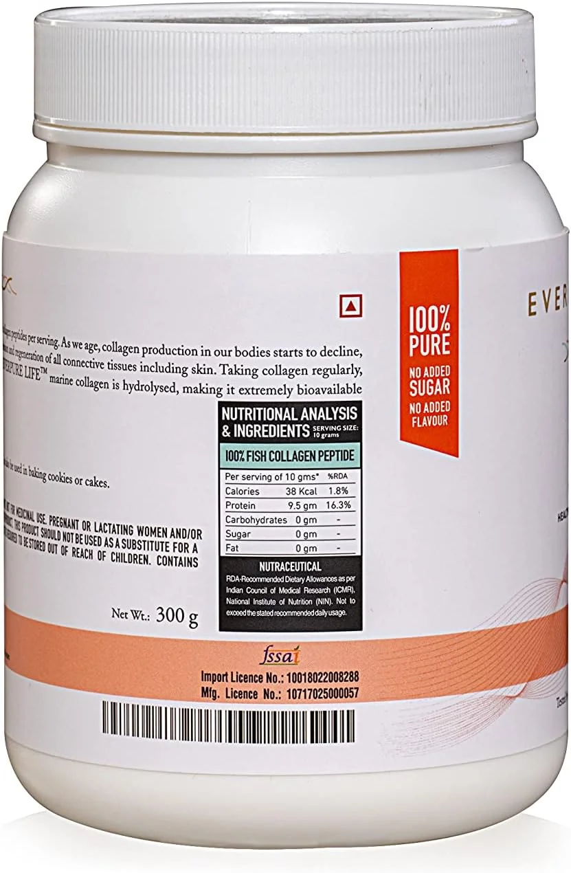 پودر کلاژن دریایی هیدرولیز شده کره ای Everpure Life - پپتیدهای کلاژن خالص نوع I برای پوست درخشان، مو و ناخن های سالم - بدون شکر/طعم دهنده/مواد افزودنی و با منبع پایدار - 300 گرم پودر کلاژن دریایی هیدرولیز شده کره ای Everpure Life - پپتیدهای کلاژن خالص نوع I برای پوست درخشان، مو و ناخن های سالم - بدون شکر/طعم دهنده/مواد افزودنی و با منبع پایدار - 300 گرم
