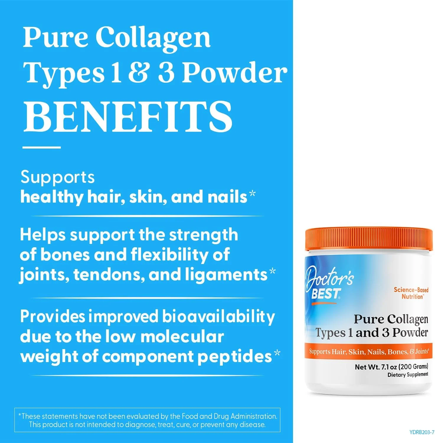 دکترز بست، بهترین کلاژن، انواع 1 و 3، پودر، 7.1 اونس (200 گرم)