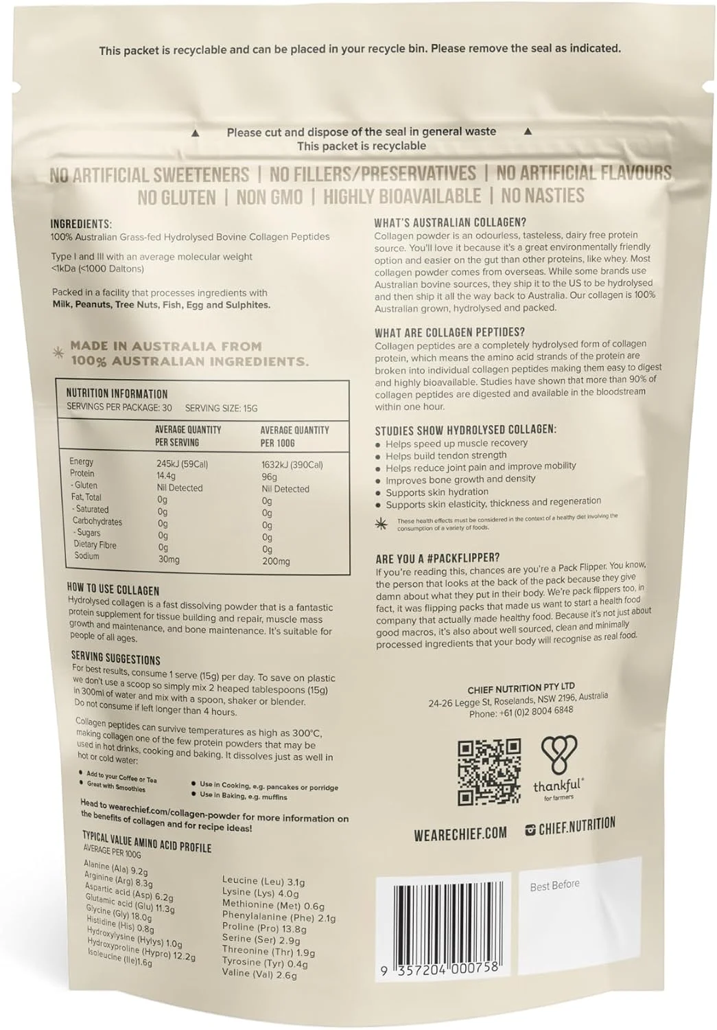 پودر پروتئین کلاژن بدون طعم Chief Nutrition، تهیه شده از گاوهای تغذیه شده با علف، 450 گرم، 30 سروینگ پودر پروتئین کلاژن بدون طعم Chief Nutrition، تهیه شده از گاوهای تغذیه شده با علف، 450 گرم، 30 سروینگ
