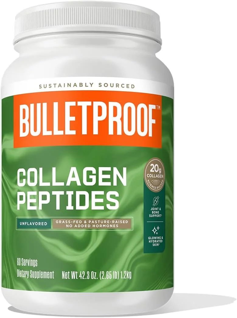 پودر پپتیدهای کلاژن بدون طعم Bulletproof، 42.3 اونس، پروتئین کلاژن تغذیه شده با علف و اسیدهای آمینه برای پوست، استخوان ها و مفاصل