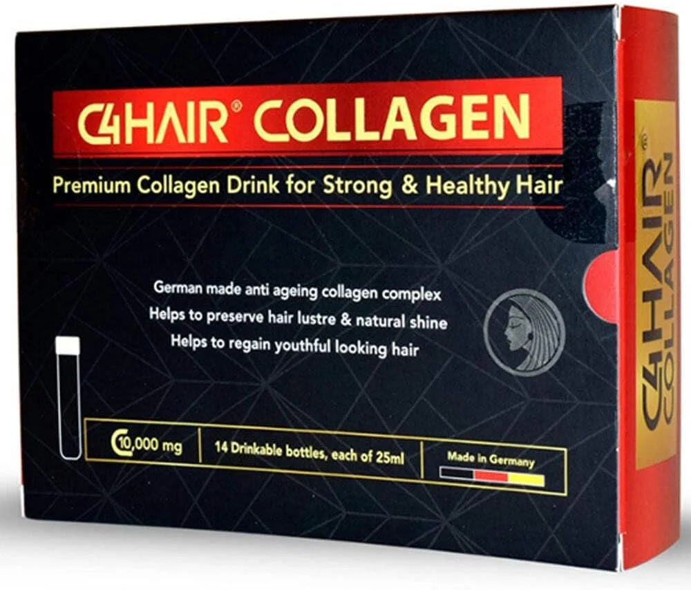 نوشیدنی کلاژن حلال ممتاز C4 HAIR برای موهای قوی و سالم | طعم هلو | بدون شکر (14 بطری x 25 میلی لیتر)