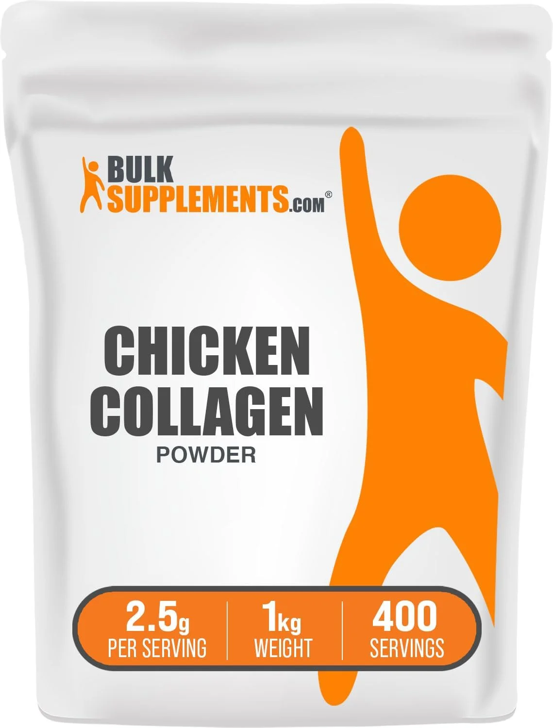 پودر کلاژن مرغ BulkSupplements.com - مکمل کلاژن هیدرولیز شده، برای مو، پوست و ناخن - بدون طعم و گلوتن، 2.5 گرم در هر وعده، 1 کیلوگرم (2.2 پوند) (بسته 1 عددی)