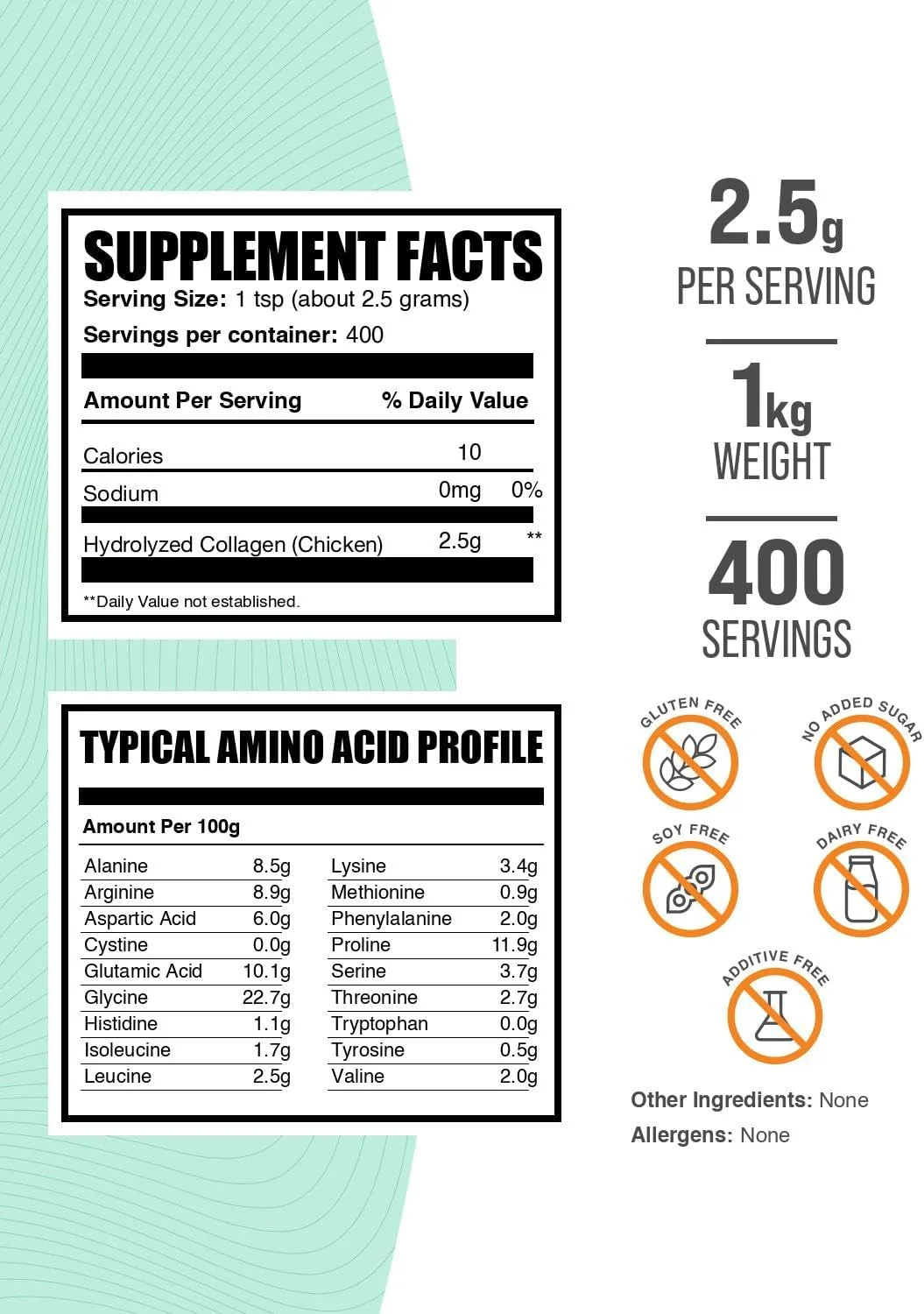 پودر کلاژن مرغ BulkSupplements.com - مکمل کلاژن هیدرولیز شده، برای مو، پوست و ناخن - بدون طعم و گلوتن، 2.5 گرم در هر وعده، 1 کیلوگرم (2.2 پوند) (بسته 1 عددی) پودر کلاژن مرغ BulkSupplements.com - مکمل کلاژن هیدرولیز شده، برای مو، پوست و ناخن - بدون طعم و گلوتن، 2.5 گرم در هر وعده، 1 کیلوگرم (2.2 پوند) (بسته 1 عددی)