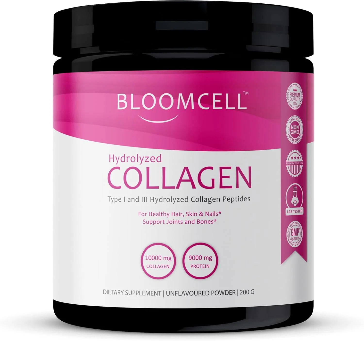 پودر کلاژن گاوی Bloomcell - 200 گرم (بدون طعم) | پپتیدهای کلاژن هیدرولیز شده نوع I و III | پشتیبانی از پوست، مو و ناخن | منبع با خلوص بالا برای سلامت مفاصل و استخوان | غیر GMO، بدون گلوتن