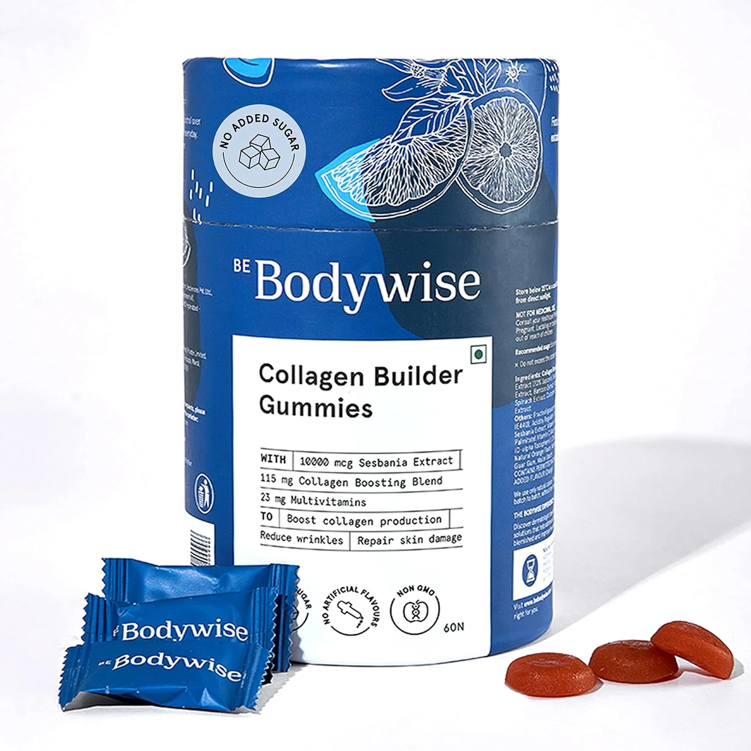 پاستیل های کلاژن ساز گیاهی Be Bodywise (115 میلی گرم) برای پوست، مفاصل، ناخن های سالم و موهای زیبا | حاوی ویتامین C، گلوتاتیون و اسید هیالورونیک | بسته 60 روزه |