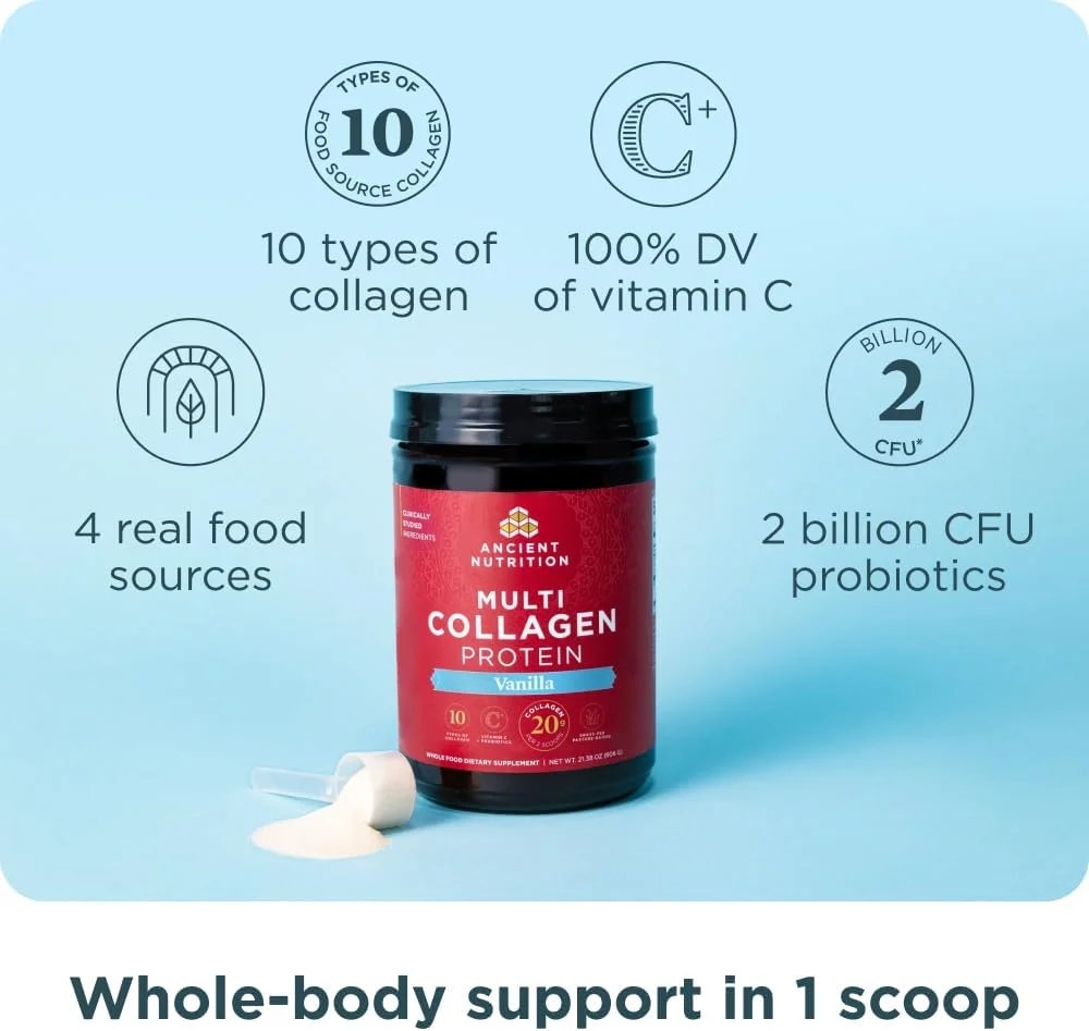 پروتئین کلاژن چندگانه وانیلی Ancient Nutrition (477 گرم) پروتئین کلاژن چندگانه وانیلی Ancient Nutrition (477 گرم)