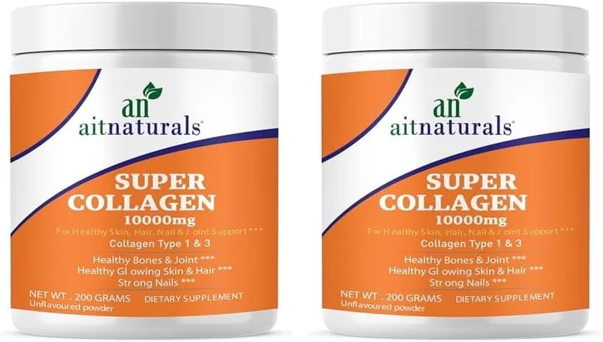 پودر پپتیدهای کلاژن Aitnaturals (بدون طعم) 200 گرم، کلاژن نوع I و III ممتاز تغذیه شده با علف برای افزایش خاصیت ارتجاعی پوست، مو و ناخن های قوی تر، انعطاف پذیری مفاصل، پشتیبانی از پیری سالم، غیر GMO