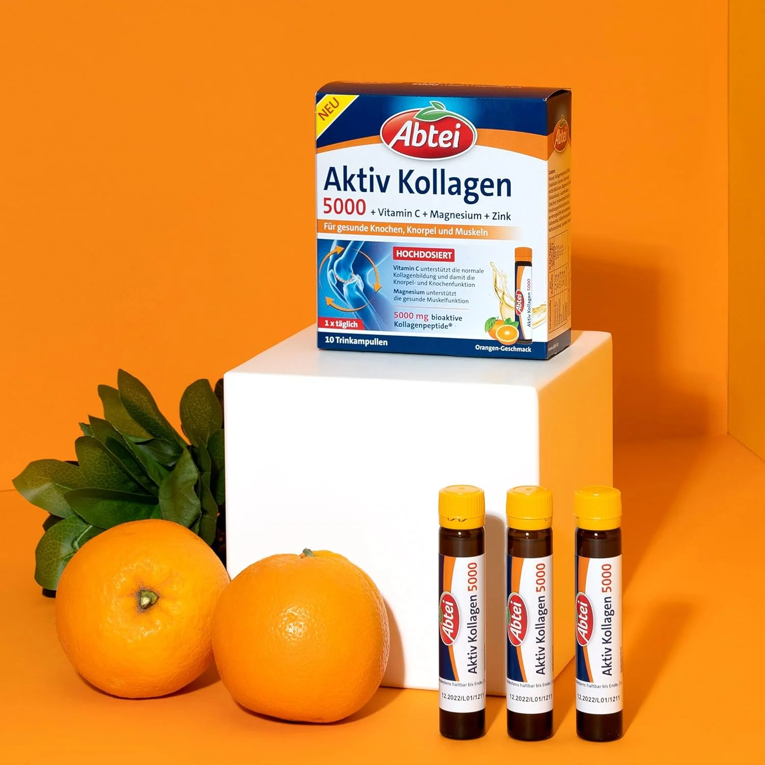 Abtei Active Collagen 5000 - برای استخوان ها، غضروف و عضلات سالم - با ویتامین C، منیزیم و روی - تست شده در آزمایشگاه و بدون قند - 10 آمپول نوشیدنی 25 میلی لیتری Abtei Active Collagen 5000 - برای استخوان ها، غضروف و عضلات سالم - با ویتامین C، منیزیم و روی - تست شده در آزمایشگاه و بدون قند - 10 آمپول نوشیدنی 25 میلی لیتری