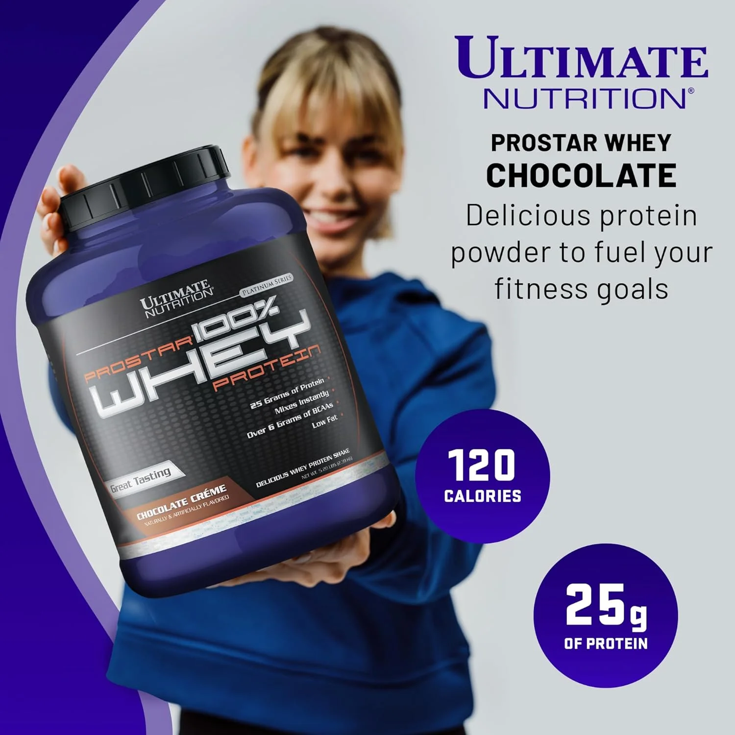 پودر پروتئین وی پرو استار Ultimate Nutrition، شیک پروتئینی کم کربوهیدرات با BCAA، ترکیبی از کنسانتره ایزوله پروتئین وی و پپتیدها، 25 گرم پروتئین، مناسب برای کتو، 5 پوند، کرم شکلاتی