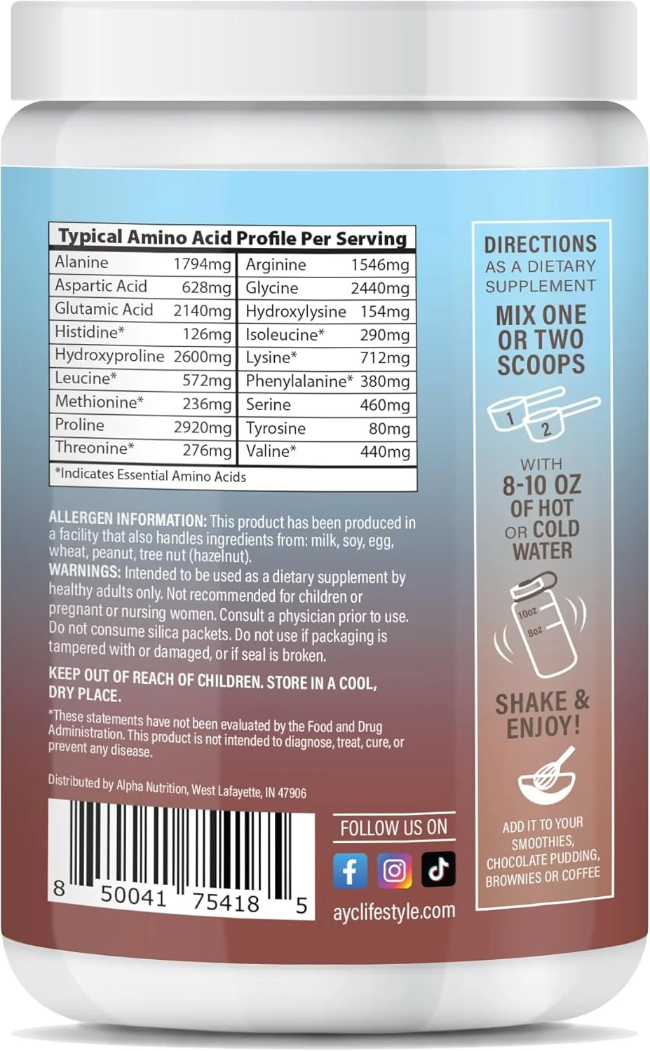 پودر پپتیدهای کلاژن شکلاتی ABOUT YOUR COLLAGEN، کلاژن هیدرولیز شده نوع 1 و 3 تغذیه شده با علف، تقویت کننده مو، پوست، ناخن، استخوان ها و سلامت مفاصل (30 سروینگ) (شکلاتی) پودر پپتیدهای کلاژن شکلاتی ABOUT YOUR COLLAGEN، کلاژن هیدرولیز شده نوع 1 و 3 تغذیه شده با علف، تقویت کننده مو، پوست، ناخن، استخوان ها و سلامت مفاصل (30 سروینگ) (شکلاتی)