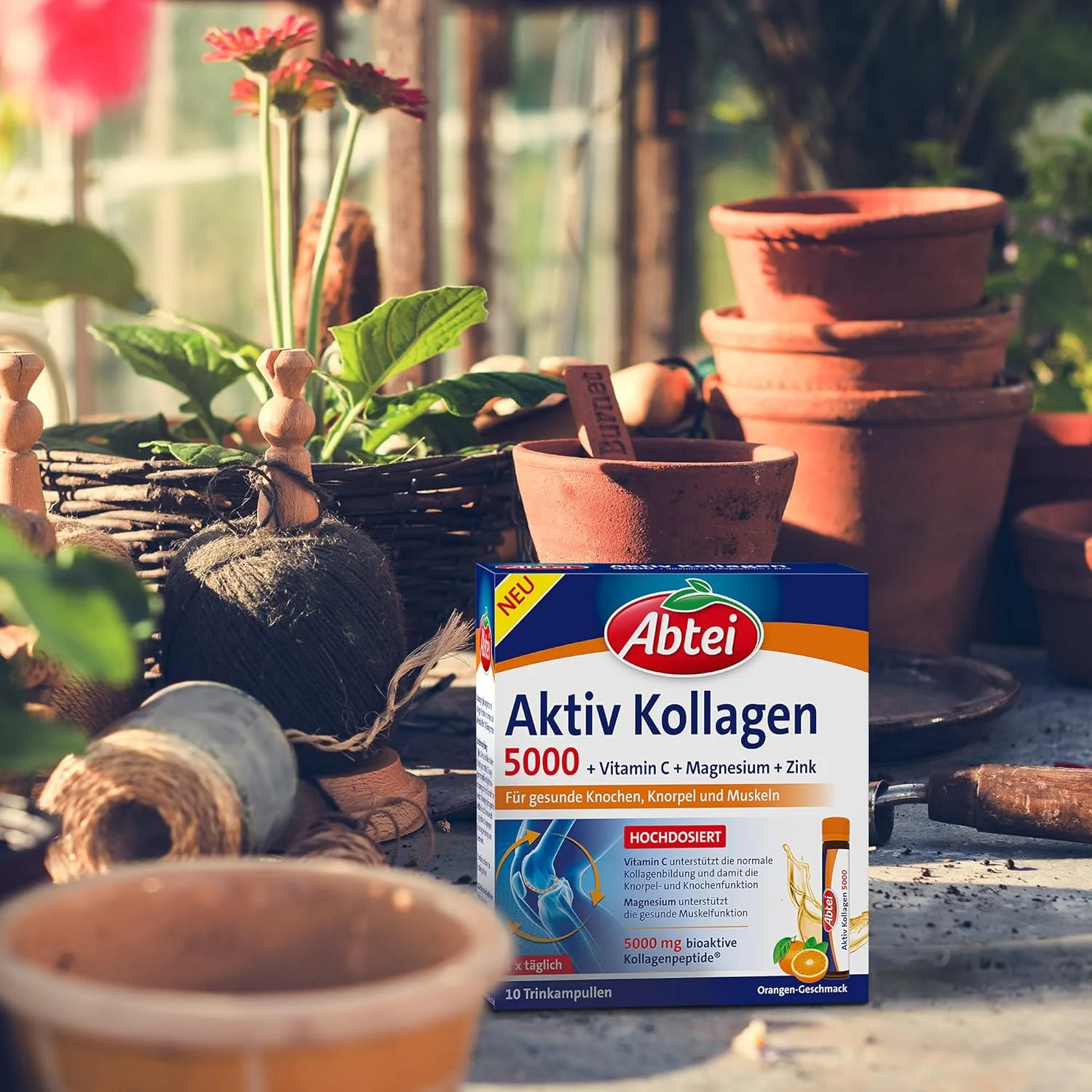 Abtei Active Collagen 5000 - برای استخوان ها، غضروف و عضلات سالم - با ویتامین C، منیزیم و روی - تست شده در آزمایشگاه و بدون قند - 10 آمپول نوشیدنی 25 میلی لیتری Abtei Active Collagen 5000 - برای استخوان ها، غضروف و عضلات سالم - با ویتامین C، منیزیم و روی - تست شده در آزمایشگاه و بدون قند - 10 آمپول نوشیدنی 25 میلی لیتری