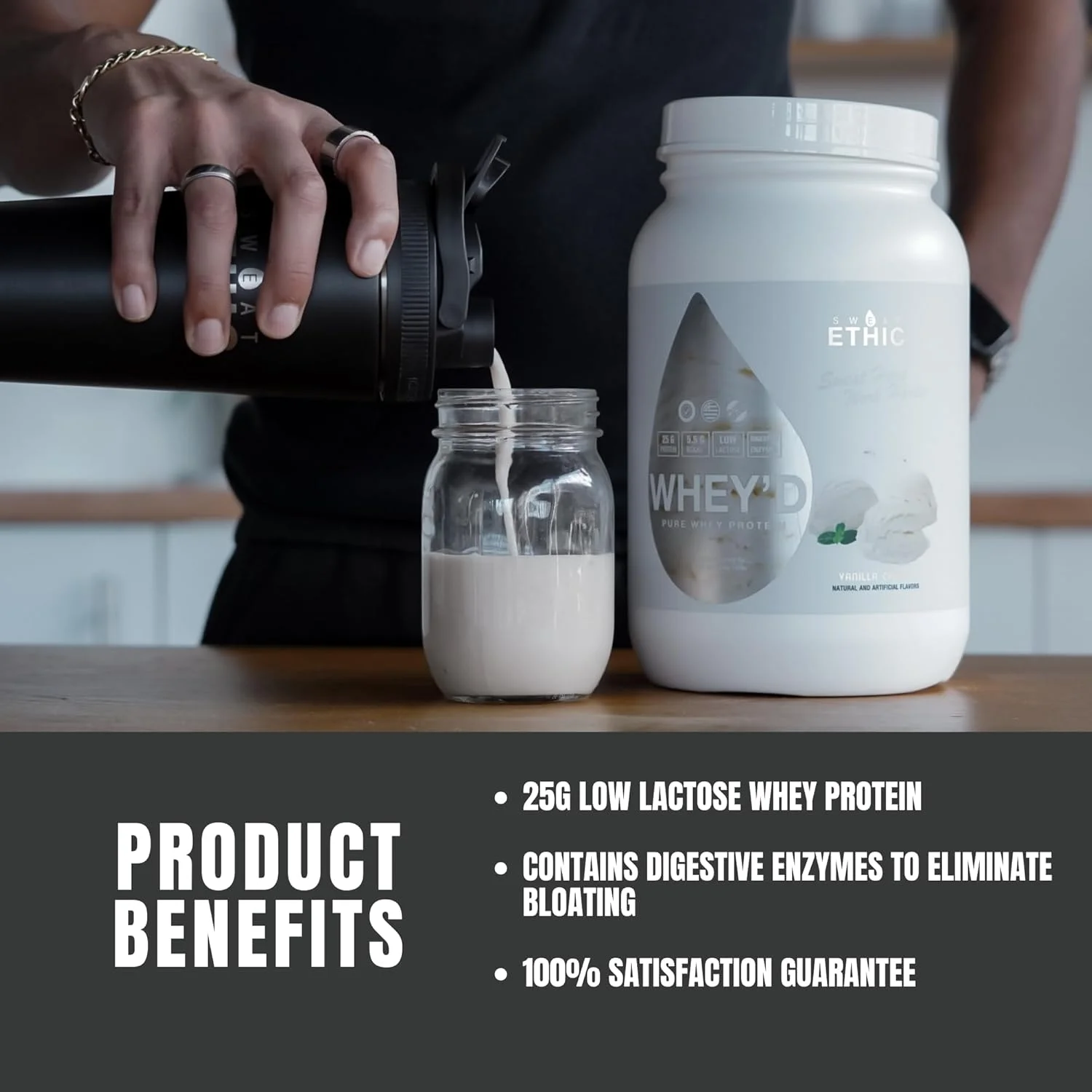 پودر پروتئین وی Whey'd Sweat Ethic، ترکیب 25 گرمی پروتئین وی با کنسانتره، ایزوله و هیدرولیزات، لاکتوز کم و آنزیم های گوارشی برای مخلوط شدن آسان و بافت صاف، طعم کرم وانیلی، 25 سروینگ پودر پروتئین وی Whey'd Sweat Ethic، ترکیب 25 گرمی پروتئین وی با کنسانتره، ایزوله و هیدرولیزات، لاکتوز کم و آنزیم های گوارشی برای مخلوط شدن آسان و بافت صاف، طعم کرم وانیلی، 25 سروینگ