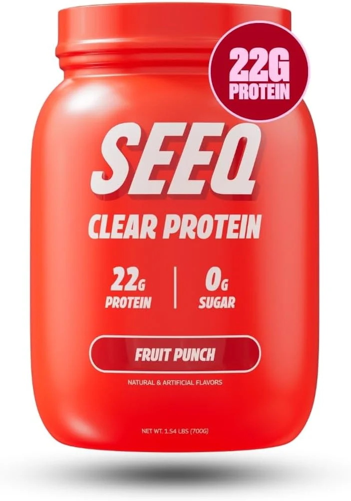 پودر پروتئین شفاف SEEQ - پانچ میوه - 25 سروینگ - 22 گرم پروتئین وی ایزوله شفاف - بدون شکر - 0 گرم لاکتوز - سازگار با آلرژی - پشتیبانی از GLP1 - سلامت استخوان - ریکاوری عضلات بعد از تمرین
