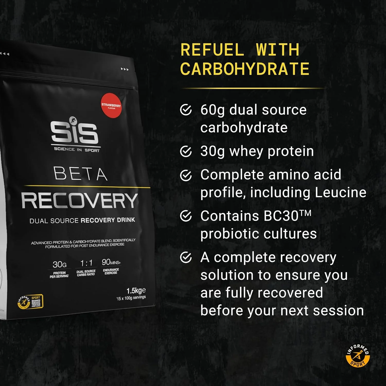 نوشیدنی ریکاوری بعد از تمرین Science In Sport Beta Recovery | 30 گرم پروتئین | 60 گرم کربوهیدرات | 3 گرم لوسین | ریکاوری بعد از تمرین | نوشیدنی ریکاوری پروتئین و کربوهیدرات دو منبعی | طعم توت فرنگی | 15 سروینگ | 1.5 کیلوگرم نوشیدنی ریکاوری بعد از تمرین Science In Sport Beta Recovery | 30 گرم پروتئین | 60 گرم کربوهیدرات | 3 گرم لوسین | ریکاوری بعد از تمرین | نوشیدنی ریکاوری پروتئین و کربوهیدرات دو منبعی | طعم توت فرنگی | 15 سروینگ | 1.5 کیلوگرم