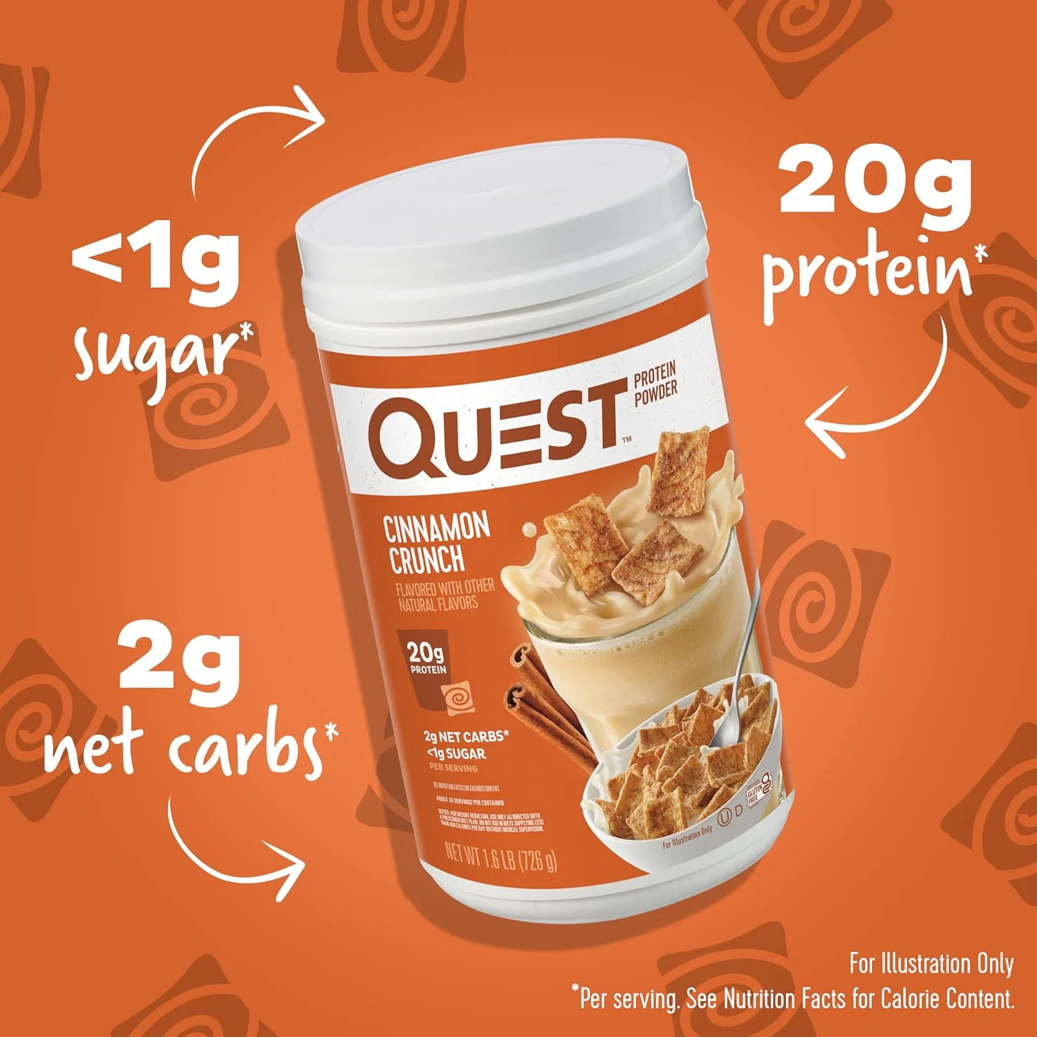 پودر پروتئین دارچینی Quest Nutrition، پروتئین بالا، کربوهیدرات کم، بدون گلوتن/سویا، 726 گرم (بسته 1 عددی) پودر پروتئین دارچینی Quest Nutrition، پروتئین بالا، کربوهیدرات کم، بدون گلوتن/سویا، 726 گرم (بسته 1 عددی)