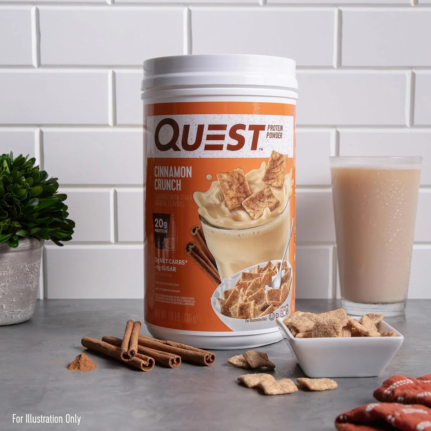 پودر پروتئین دارچینی Quest Nutrition، پروتئین بالا، کربوهیدرات کم، بدون گلوتن/سویا، 726 گرم (بسته 1 عددی) پودر پروتئین دارچینی Quest Nutrition، پروتئین بالا، کربوهیدرات کم، بدون گلوتن/سویا، 726 گرم (بسته 1 عددی)