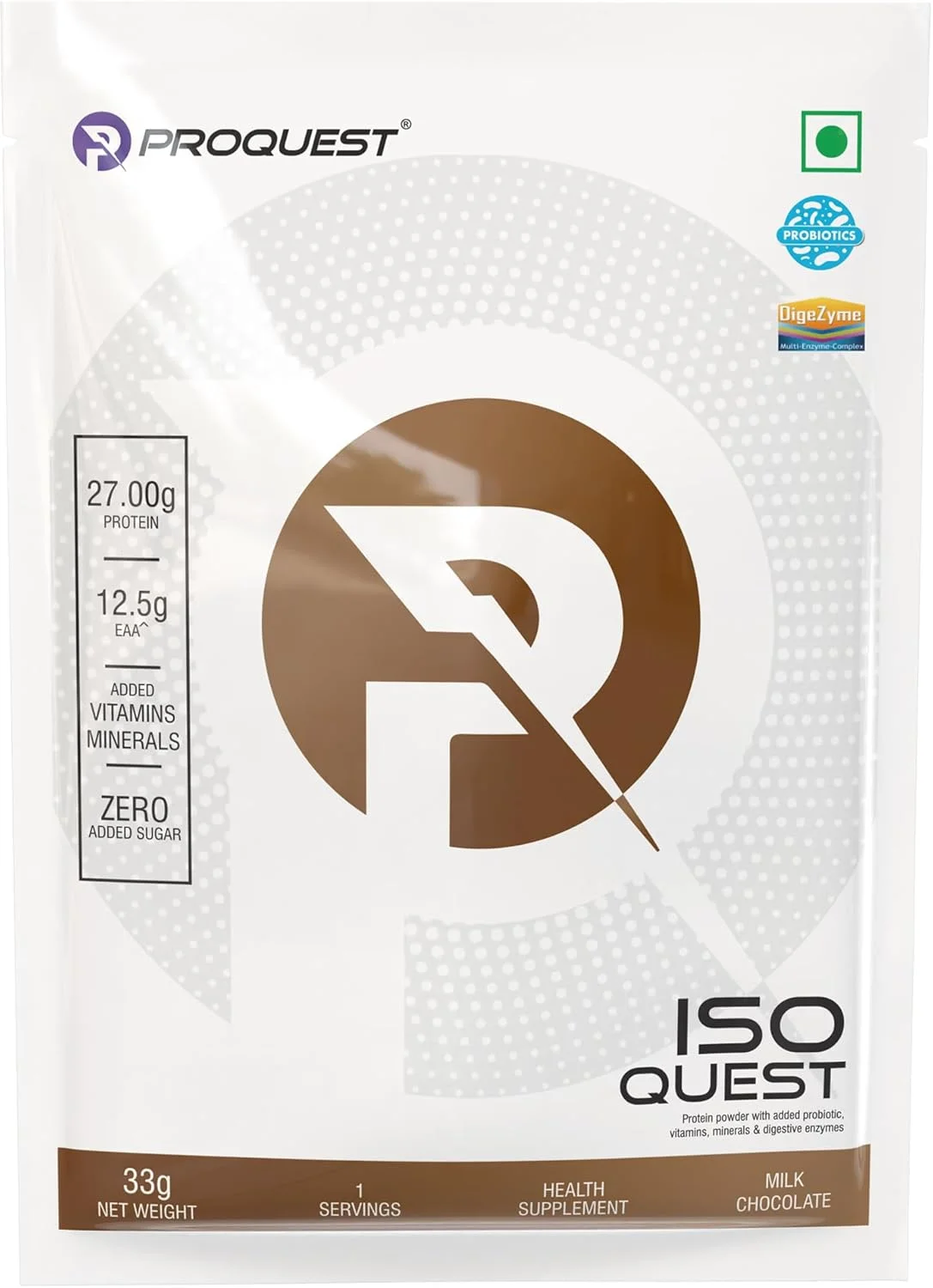 پروتئین وی ایزوله ProQuest Iso Quest (شکلات شیری، 33 گرم / ساشه تک نفره) | 27 گرم پروتئین در هر پیمانه | کم چرب و 12.5 گرم EAA | تست شده در آزمایشگاه و به راحتی قابل هضم | پشتیبانی و ریکاوری سریعتر عضلات
