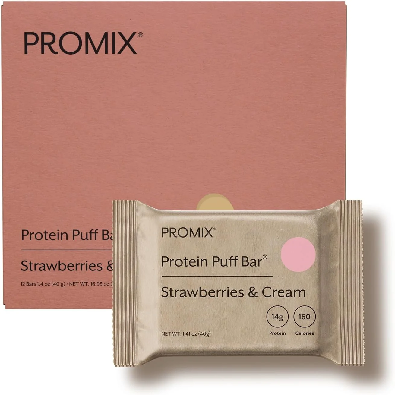 پروتئین وی ایزوله ProMix Nutrition، پف بار، اسنک کم کربوهیدرات سالم با سفیده تخم مرغ - تغذیه شده با علف، بدون گلوتن، کم شکر، بدون سویا (توت فرنگی و خامه) - 12 عدد