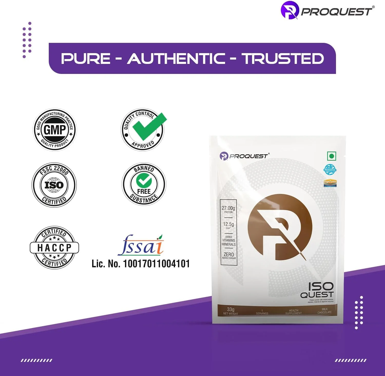پروتئین وی ایزوله ProQuest Iso Quest (شکلات شیری، 33 گرم / ساشه تک نفره) | 27 گرم پروتئین در هر پیمانه | کم چرب و 12.5 گرم EAA | تست شده در آزمایشگاه و به راحتی قابل هضم | پشتیبانی و ریکاوری سریعتر عضلات پروتئین وی ایزوله ProQuest Iso Quest (شکلات شیری، 33 گرم / ساشه تک نفره) | 27 گرم پروتئین در هر پیمانه | کم چرب و 12.5 گرم EAA | تست شده در آزمایشگاه و به راحتی قابل هضم | پشتیبانی و ریکاوری سریعتر عضلات