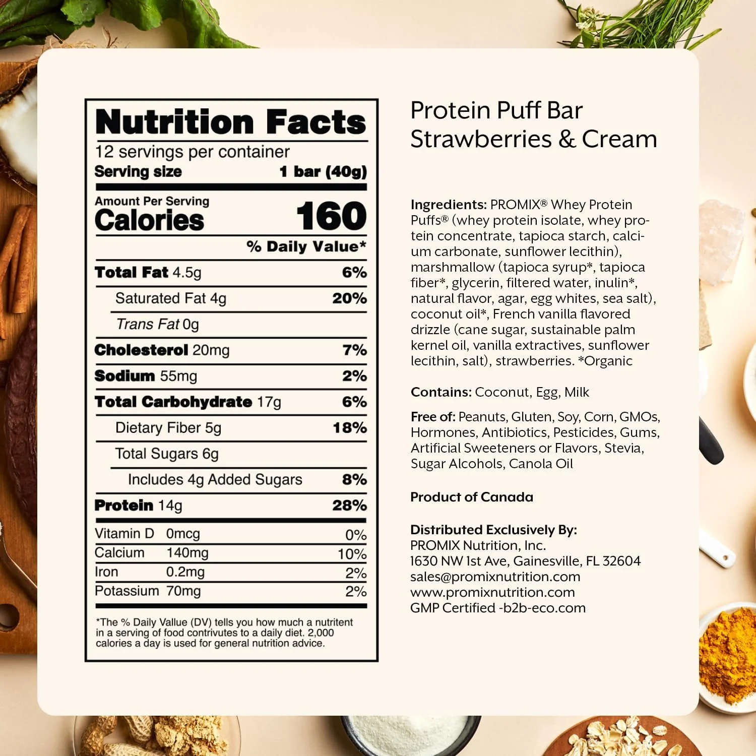 پروتئین وی ایزوله ProMix Nutrition، پف بار، اسنک کم کربوهیدرات سالم با سفیده تخم مرغ - تغذیه شده با علف، بدون گلوتن، کم شکر، بدون سویا (توت فرنگی و خامه) - 12 عدد