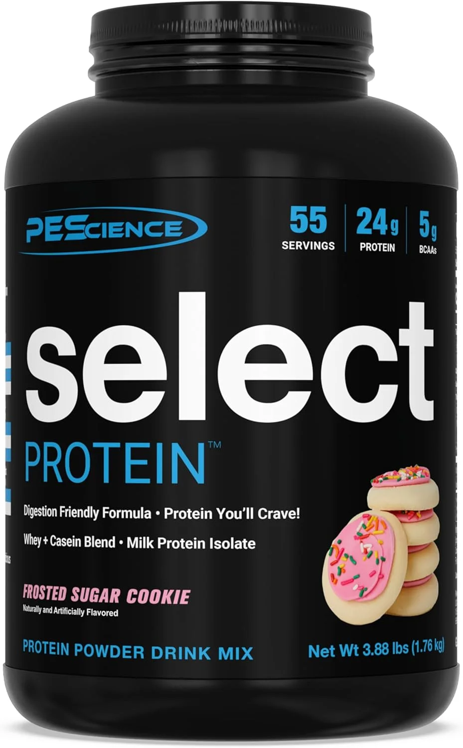 پودر پروتئین کم کربوهیدرات PEScience Select، طعم کوکی شکری یخ زده، 55 سروینگ، ترکیبی از وی و کازئین، مناسب برای رژیم کتو، بدون گلوتن، خوش طعم ترین، ایزوله خالص برای زنان و مردان