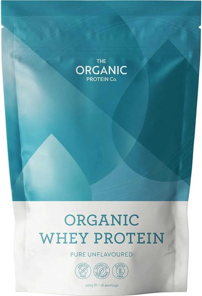 پودر پروتئین وی ارگانیک (خالص و بدون طعم) The Organic Protein Company، 1.2 کیلوگرم - تغذیه شده با علف، بدون افزودنی و بدون گلوتن