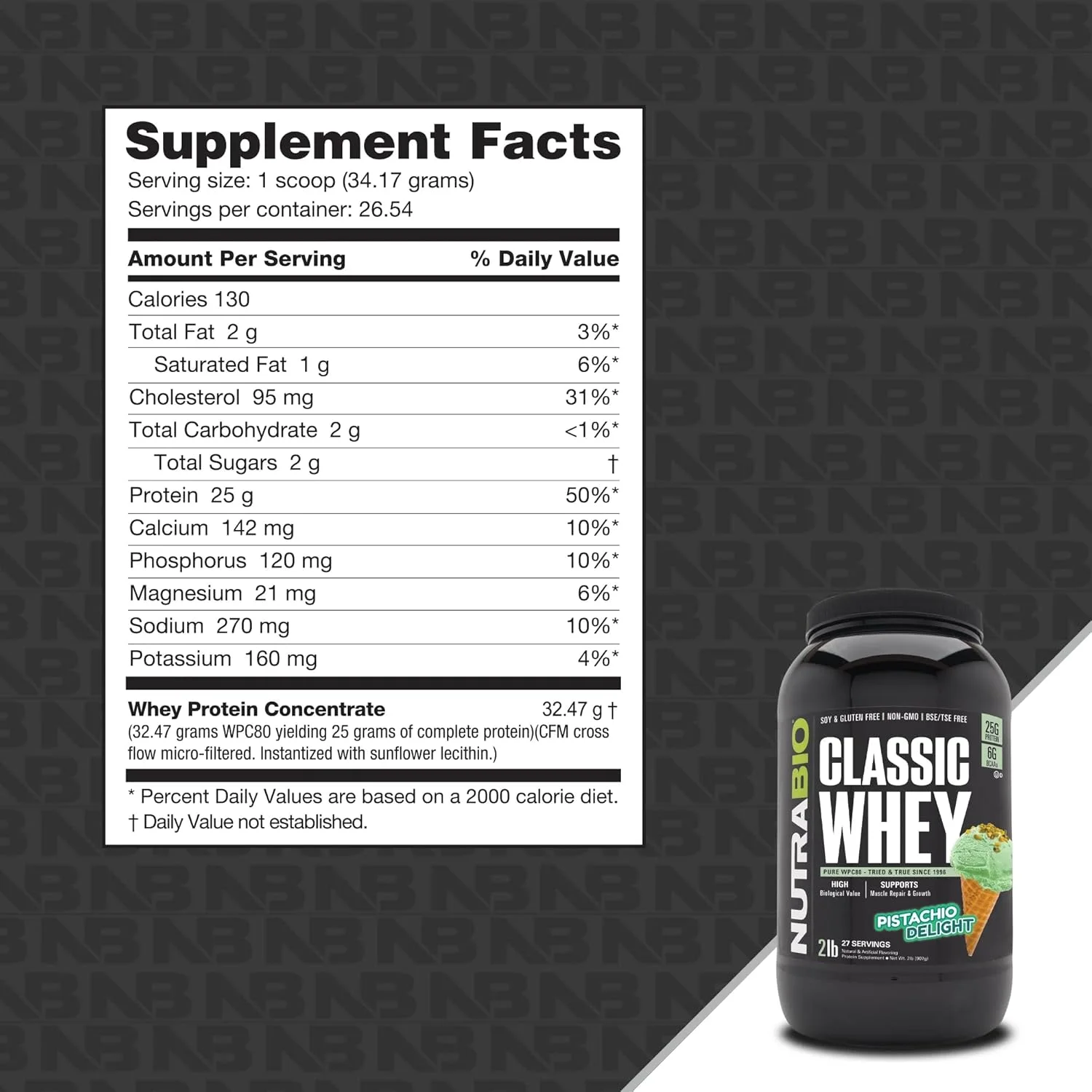 پودر پروتئین وی کلاسیک NutraBio - 25 گرم پروتئین در هر پیمانه - مشخصات کامل اسید آمینه - بدون مواد افزودنی، رنگ های مصنوعی، مواد نگهدارنده - (لذت پسته، 2 پوند) پودر پروتئین وی کلاسیک NutraBio - 25 گرم پروتئین در هر پیمانه - مشخصات کامل اسید آمینه - بدون مواد افزودنی، رنگ های مصنوعی، مواد نگهدارنده - (لذت پسته، 2 پوند)