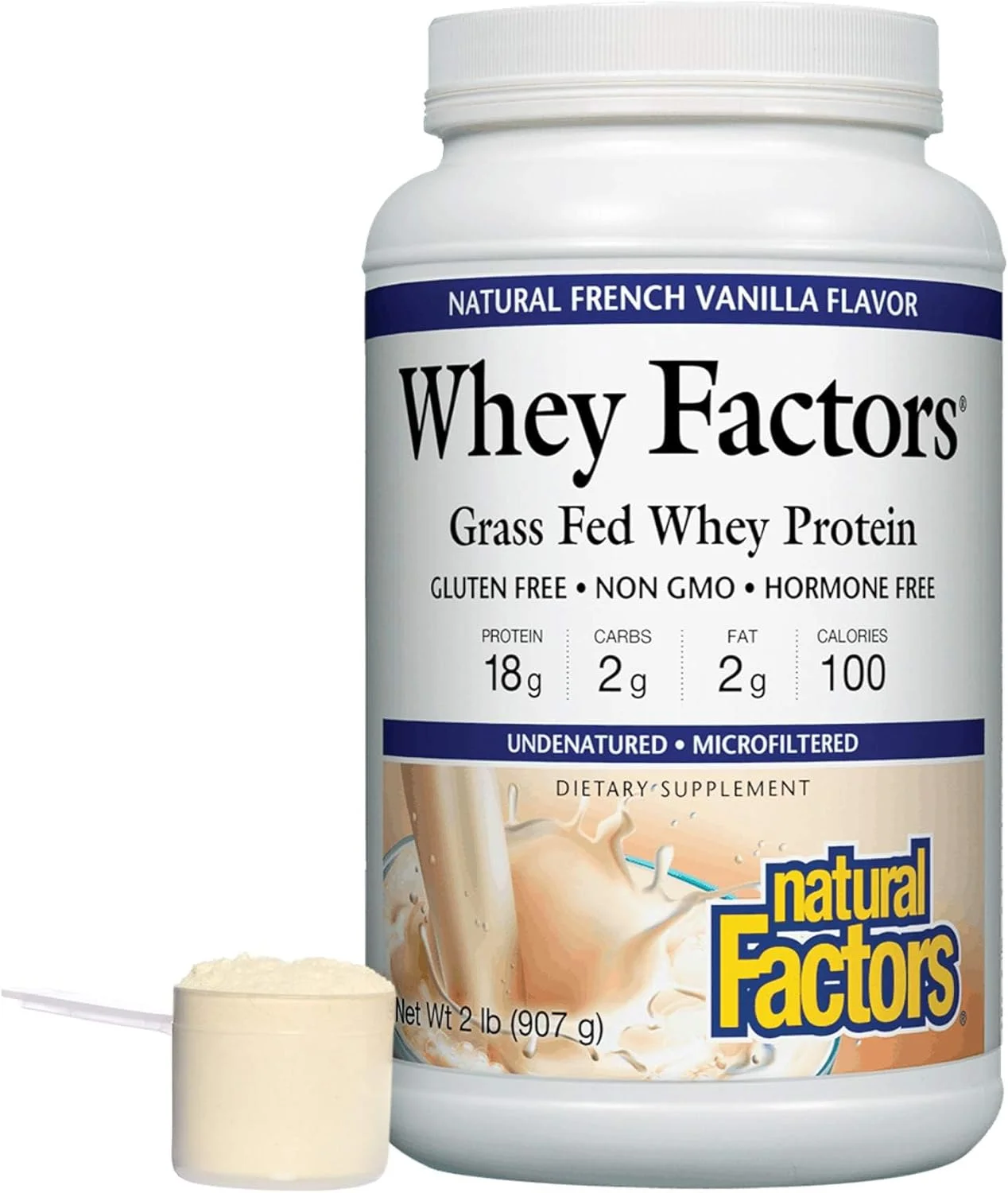 پروتئین وی Natural Factors با طعم وانیل فرانسوی (907 گرم) 72459