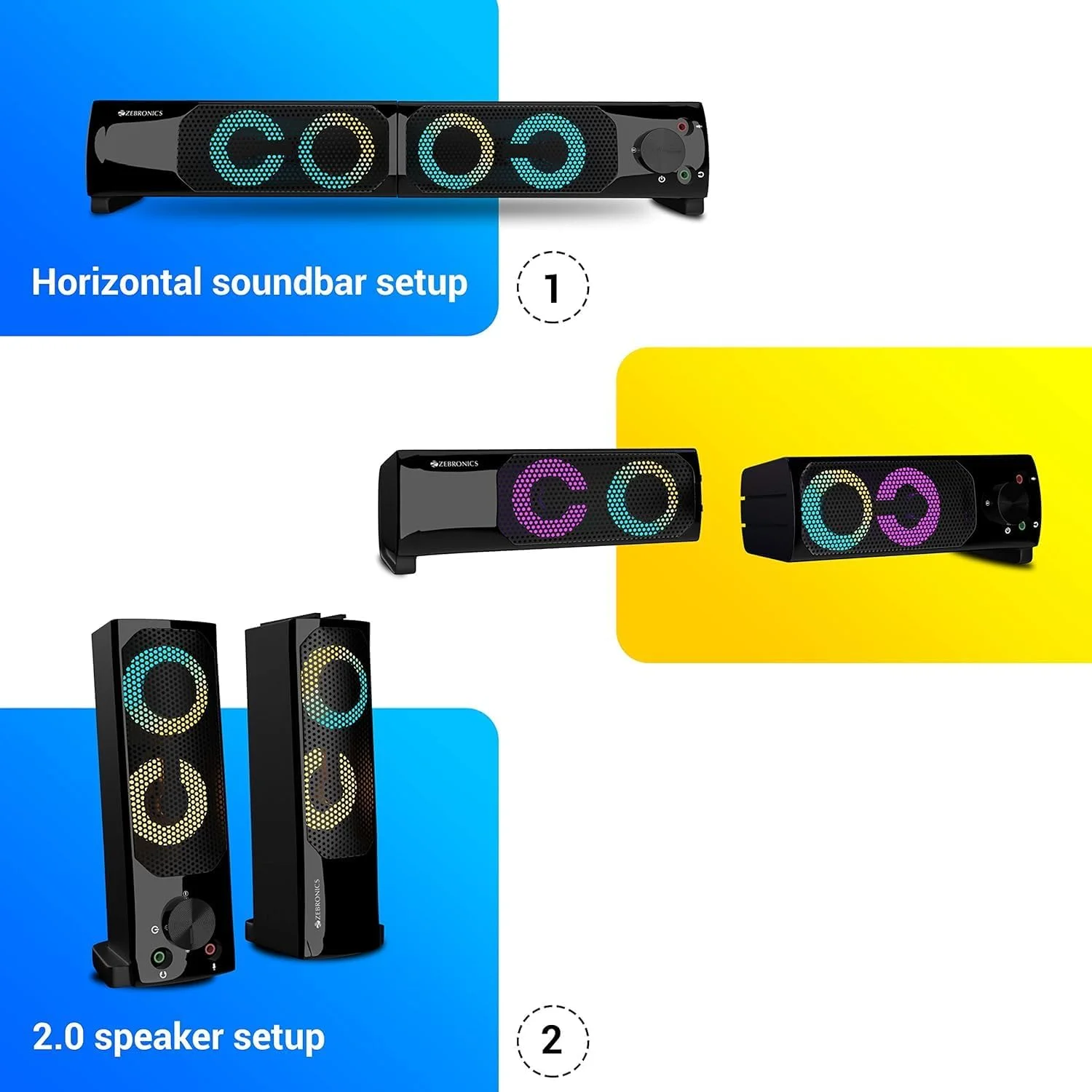 اسپیکر کامپیوتر زیبرونیکس مدل Zeb Wonderbar 10 با نورپردازی RGB و تغذیه USB اسپیکر کامپیوتر زیبرونیکس مدل Zeb Wonderbar 10 با نورپردازی RGB و تغذیه USB