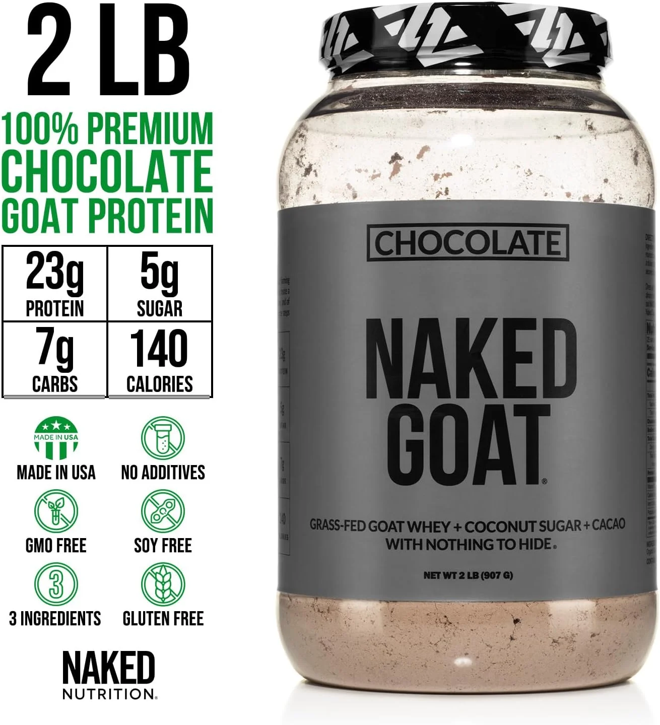 پودر پروتئین شکلاتی بز NAKED - پودر پروتئین وی بز تغذیه شده با چرا از لبنیات گله کوچک - فقط 3 ماده تشکیل دهنده - بدون GMO، بدون سویا - کاملا طبیعی - 23 گرم پروتئین - 25 وعده پودر پروتئین شکلاتی بز NAKED - پودر پروتئین وی بز تغذیه شده با چرا از لبنیات گله کوچک - فقط 3 ماده تشکیل دهنده - بدون GMO، بدون سویا - کاملا طبیعی - 23 گرم پروتئین - 25 وعده