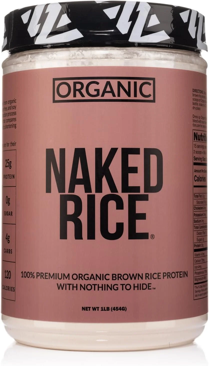 پودر پروتئین برنج قهوه ای ارگانیک Naked Rice - 1 پوند - پودر پروتئین وگان، بدون GMO، بدون گلوتن و بدون سویا. پروتئین گیاهی، بدون مواد مصنوعی - 15 وعده