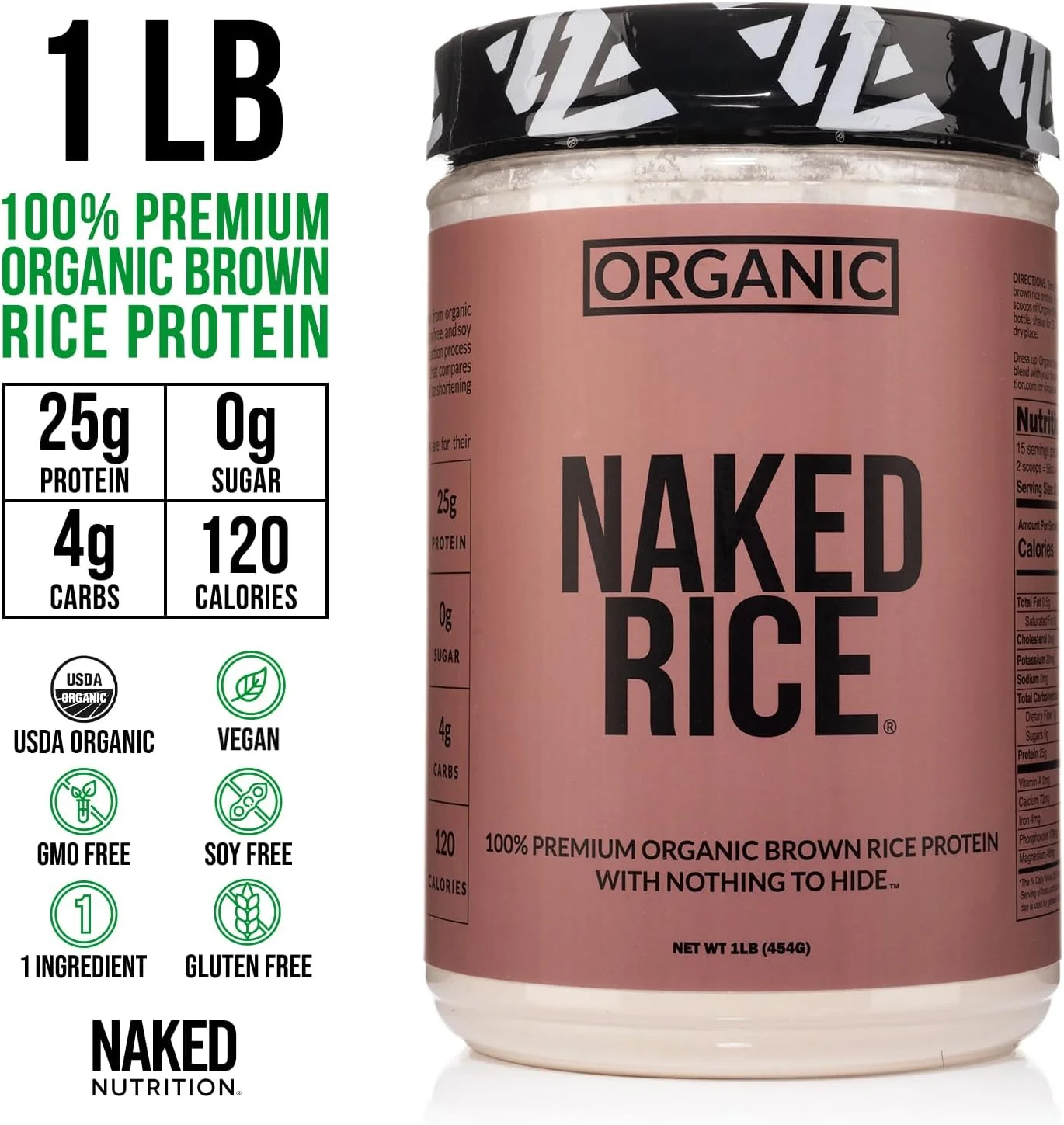 پودر پروتئین برنج قهوه ای ارگانیک Naked Rice - 1 پوند - پودر پروتئین وگان، بدون GMO، بدون گلوتن و بدون سویا. پروتئین گیاهی، بدون مواد مصنوعی - 15 وعده پودر پروتئین برنج قهوه ای ارگانیک Naked Rice - 1 پوند - پودر پروتئین وگان، بدون GMO، بدون گلوتن و بدون سویا. پروتئین گیاهی، بدون مواد مصنوعی - 15 وعده