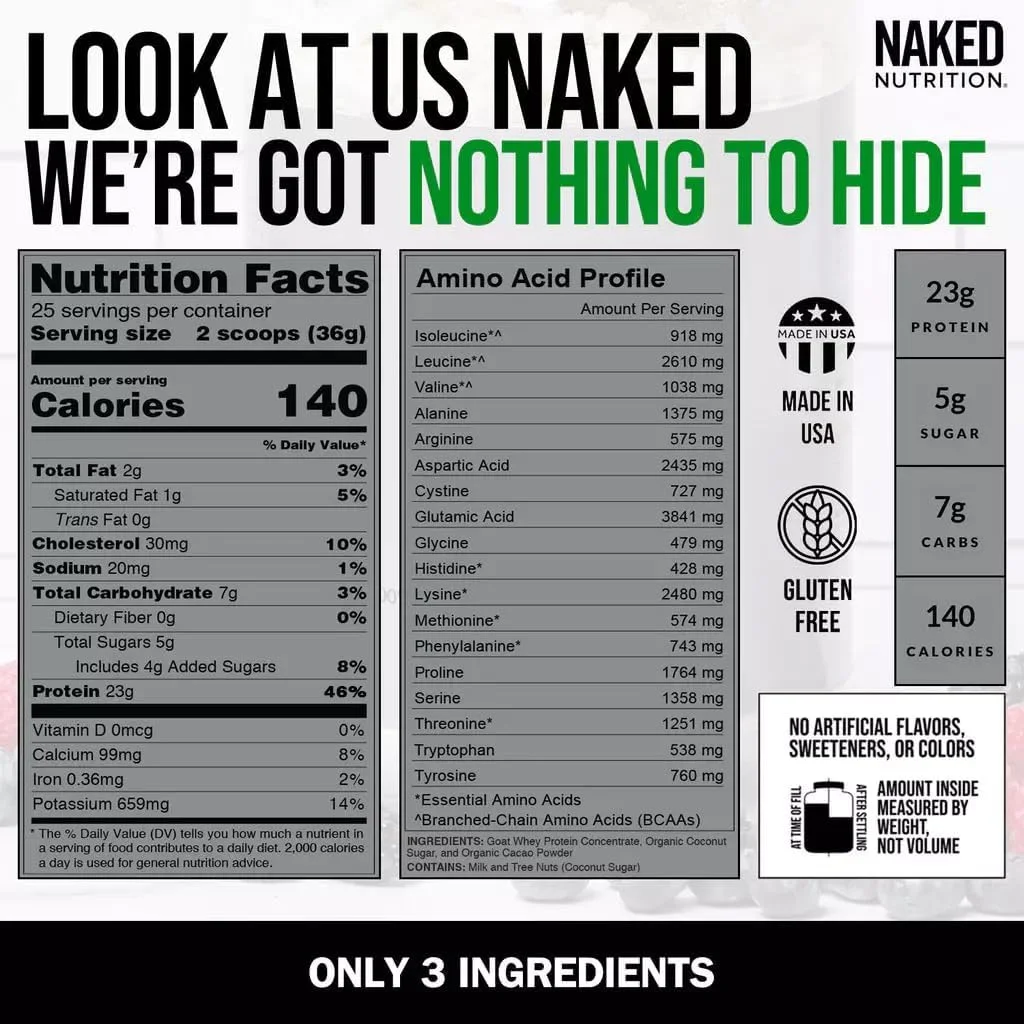پودر پروتئین شکلاتی بز NAKED - پودر پروتئین وی بز تغذیه شده با چرا از لبنیات گله کوچک - فقط 3 ماده تشکیل دهنده - بدون GMO، بدون سویا - کاملا طبیعی - 23 گرم پروتئین - 25 وعده پودر پروتئین شکلاتی بز NAKED - پودر پروتئین وی بز تغذیه شده با چرا از لبنیات گله کوچک - فقط 3 ماده تشکیل دهنده - بدون GMO، بدون سویا - کاملا طبیعی - 23 گرم پروتئین - 25 وعده