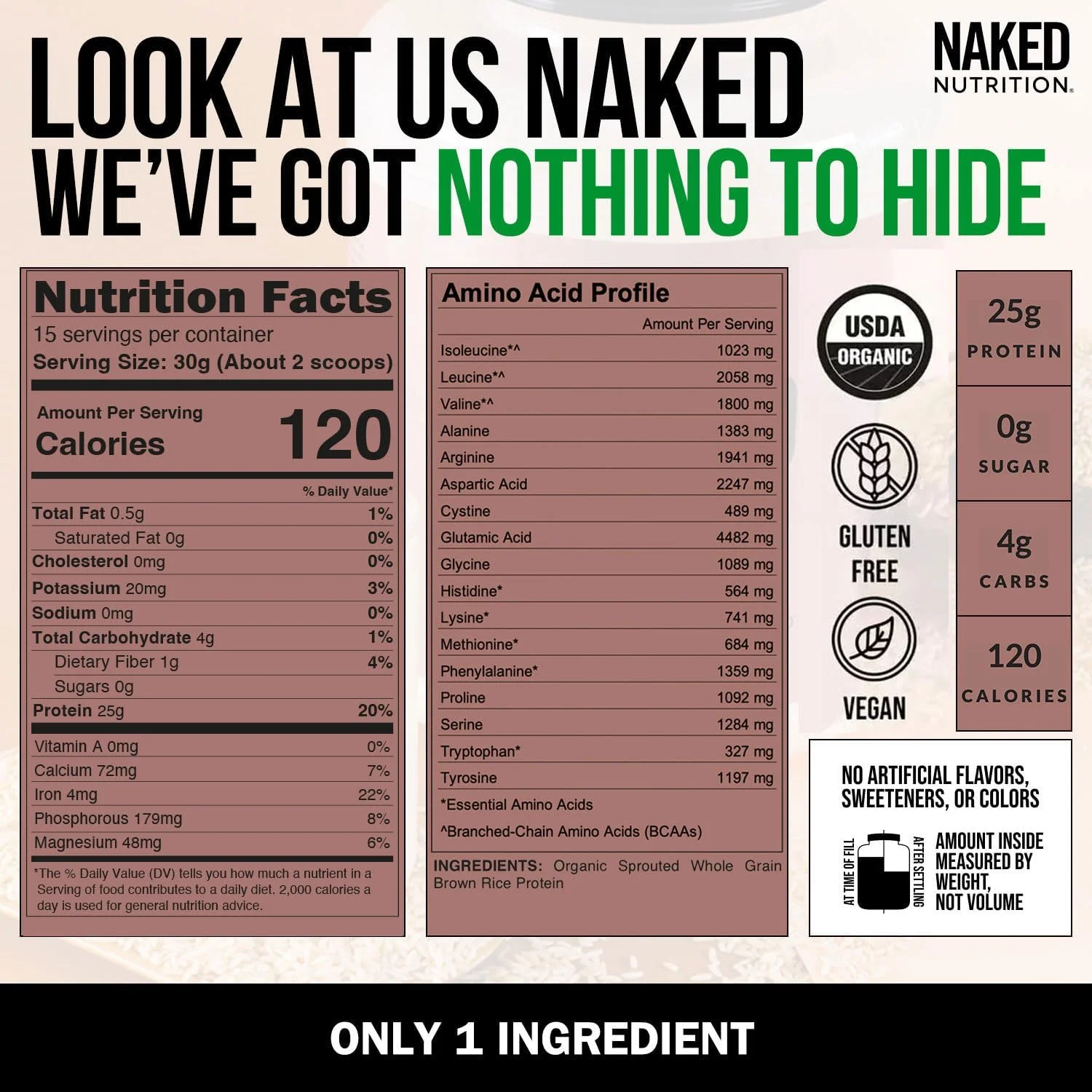 پودر پروتئین برنج قهوه ای ارگانیک Naked Rice - 1 پوند - پودر پروتئین وگان، بدون GMO، بدون گلوتن و بدون سویا. پروتئین گیاهی، بدون مواد مصنوعی - 15 وعده پودر پروتئین برنج قهوه ای ارگانیک Naked Rice - 1 پوند - پودر پروتئین وگان، بدون GMO، بدون گلوتن و بدون سویا. پروتئین گیاهی، بدون مواد مصنوعی - 15 وعده