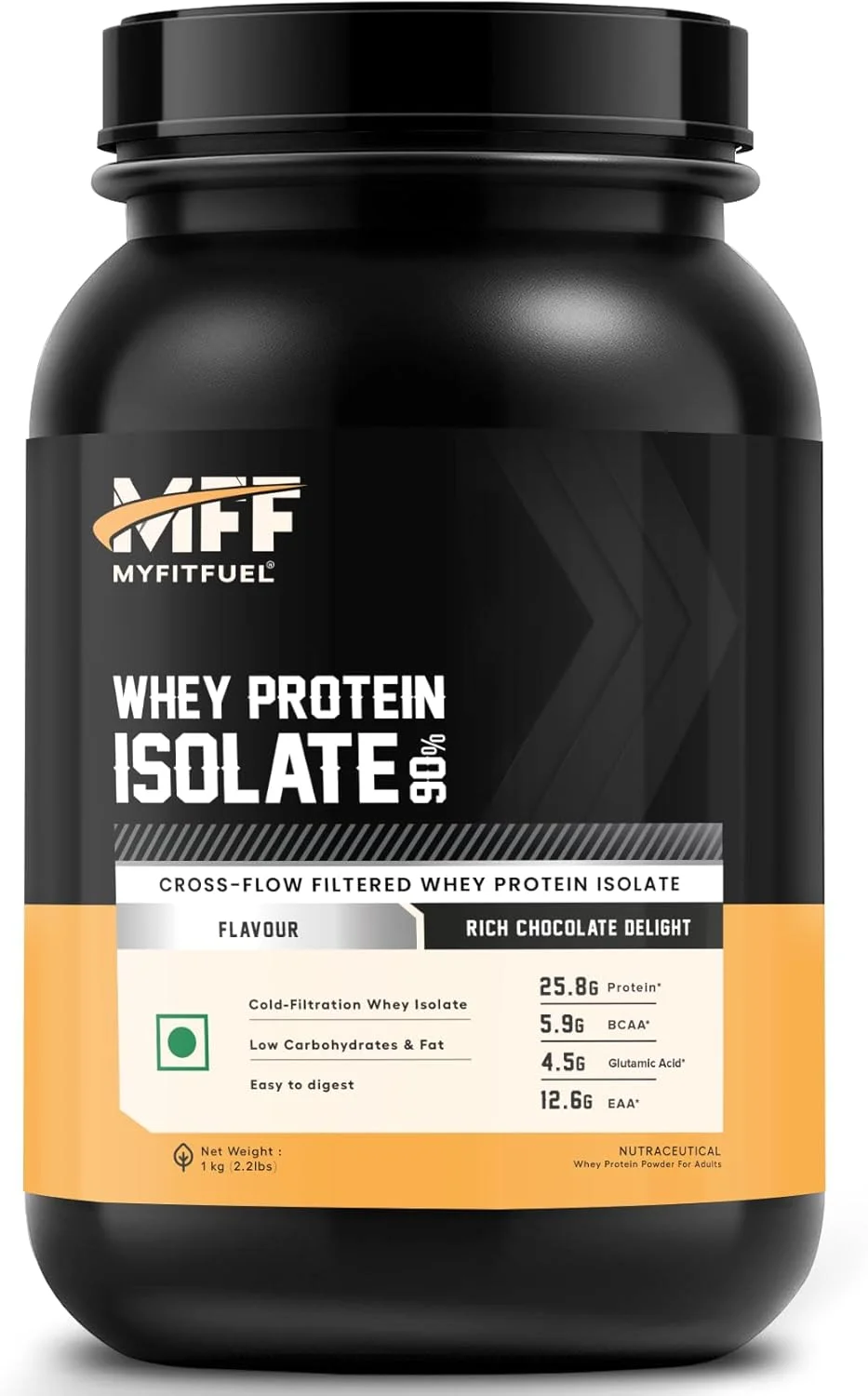 پروتئین وی ایزوله 90 MyFitFuel MFF | 1 کیلوگرم، 30 سروینگ (شکلات دلچسب) | پروتئین ایزوله 100% خالص