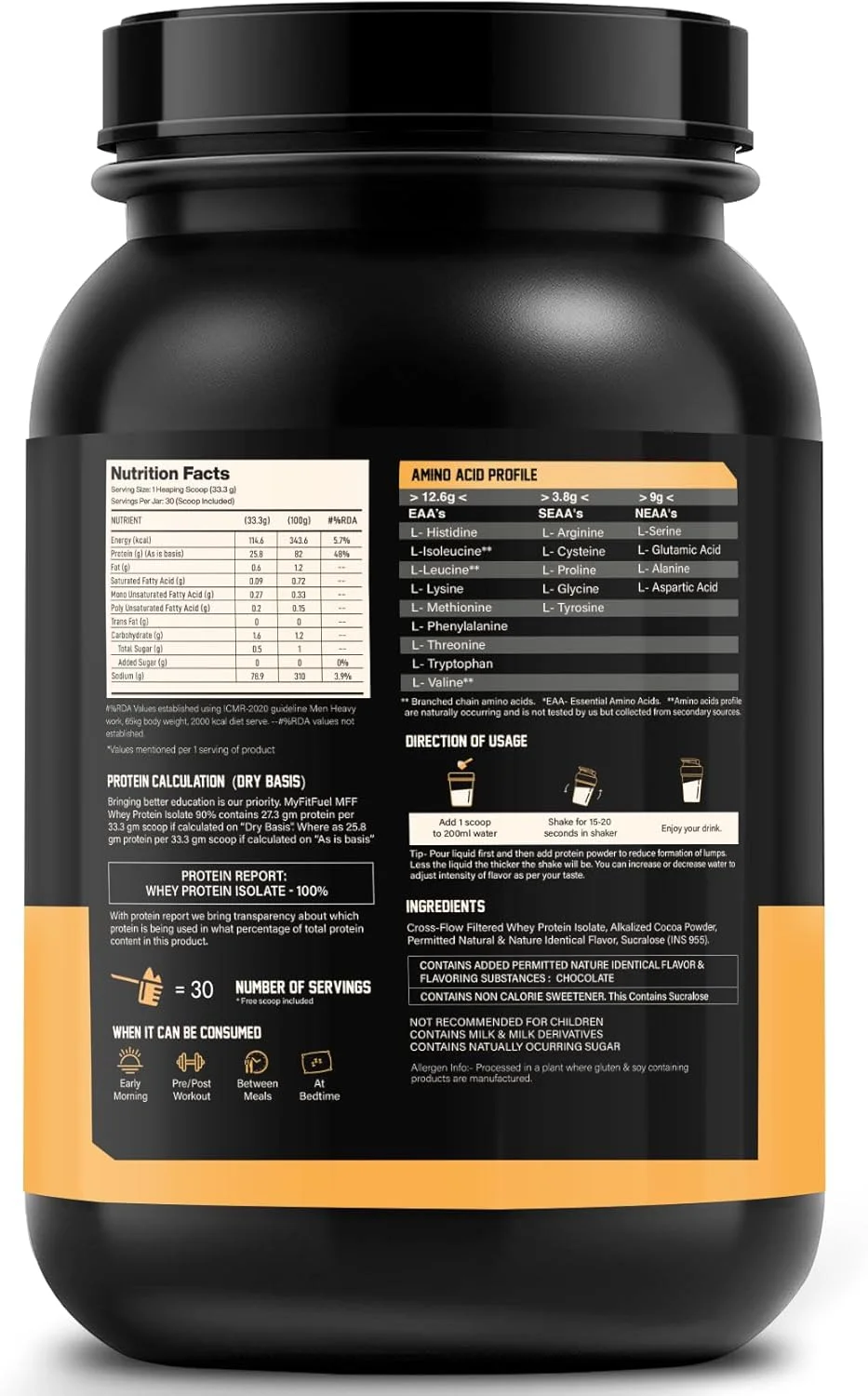 پروتئین وی ایزوله 90 MyFitFuel MFF | 1 کیلوگرم، 30 سروینگ (شکلات دلچسب) | پروتئین ایزوله 100% خالص پروتئین وی ایزوله 90 MyFitFuel MFF | 1 کیلوگرم، 30 سروینگ (شکلات دلچسب) | پروتئین ایزوله 100% خالص