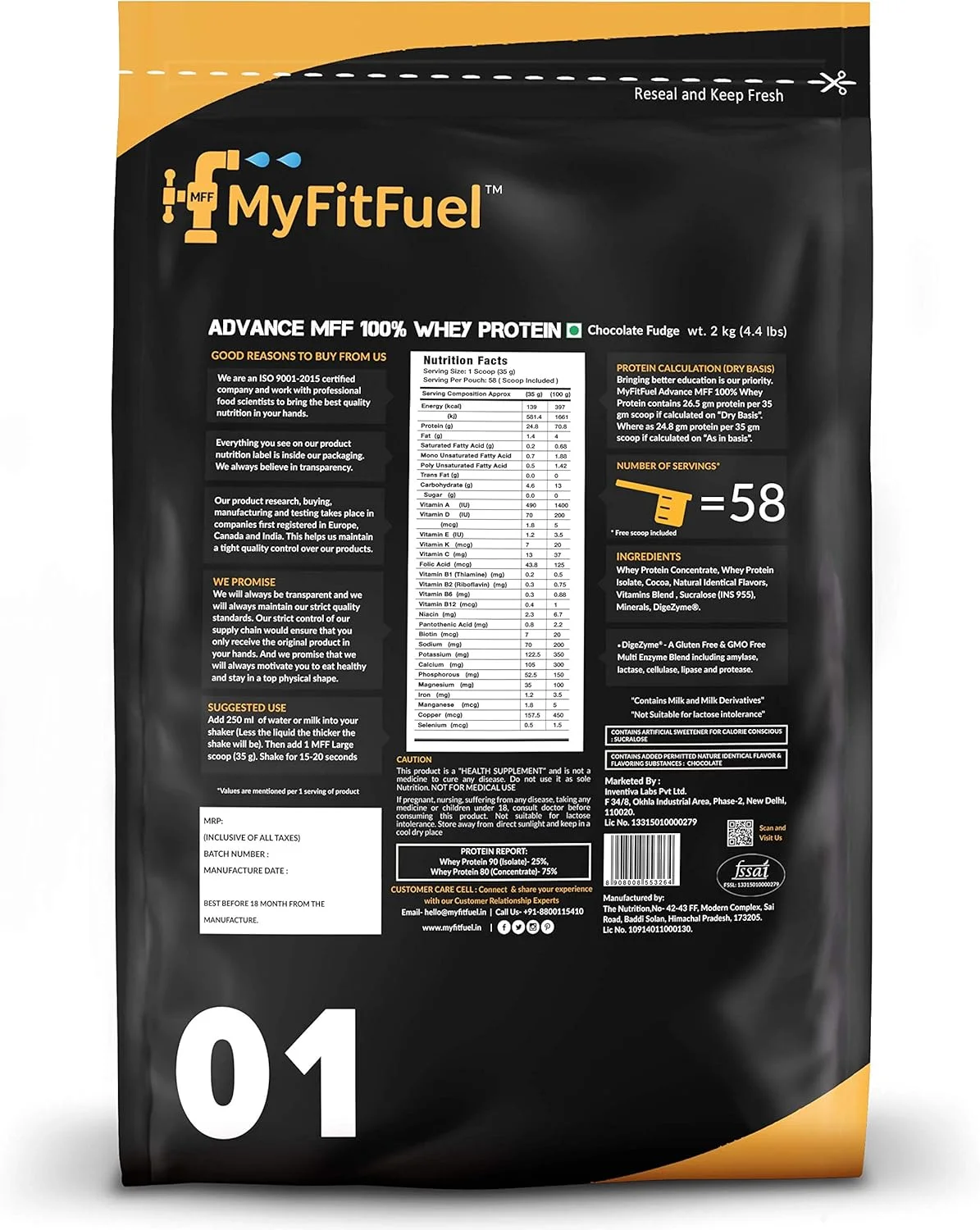 پودر پروتئین وی 100% MyFitFuel Advance MFF، وی با آنزیم های گوارشی و مولتی ویتامین ها | 2 کیلوگرم، 56 سروینگ (شکلات فاج) پودر پروتئین وی 100% MyFitFuel Advance MFF، وی با آنزیم های گوارشی و مولتی ویتامین ها | 2 کیلوگرم، 56 سروینگ (شکلات فاج)