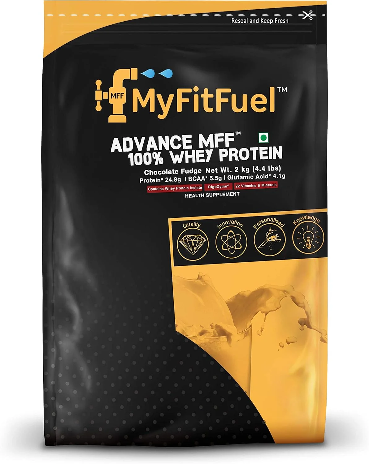 پودر پروتئین وی 100% MyFitFuel Advance MFF، وی با آنزیم های گوارشی و مولتی ویتامین ها | 2 کیلوگرم، 56 سروینگ (شکلات فاج) پودر پروتئین وی 100% MyFitFuel Advance MFF، وی با آنزیم های گوارشی و مولتی ویتامین ها | 2 کیلوگرم، 56 سروینگ (شکلات فاج)