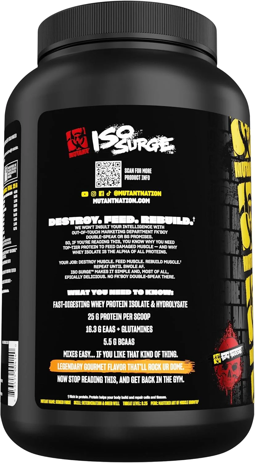 پودر پروتئین وی ایزوله Mutant ISO Surge، با عملکرد سریع به ریکاوری، عضله سازی، افزایش حجم و قدرت کمک می کند، 1.6 پوند - Big Orange Dreamsicle پودر پروتئین وی ایزوله Mutant ISO Surge، با عملکرد سریع به ریکاوری، عضله سازی، افزایش حجم و قدرت کمک می کند، 1.6 پوند - Big Orange Dreamsicle