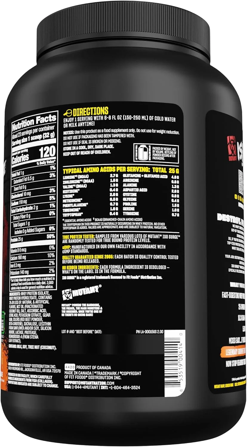 پودر پروتئین وی ایزوله Mutant ISO Surge، با عملکرد سریع به ریکاوری، عضله سازی، افزایش حجم و قدرت کمک می کند، 1.6 پوند - Big Orange Dreamsicle پودر پروتئین وی ایزوله Mutant ISO Surge، با عملکرد سریع به ریکاوری، عضله سازی، افزایش حجم و قدرت کمک می کند، 1.6 پوند - Big Orange Dreamsicle