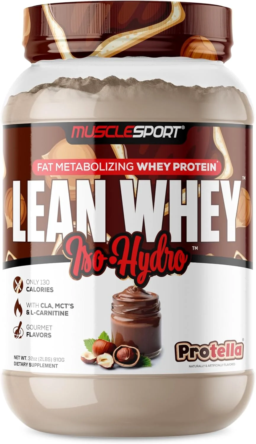 پودر پروتئین وی Musclesport Lean Whey Revolution™ - پروتئین وی ایزوله - کم کالری، کم کربوهیدرات، کم چرب، طعم های باورنکردنی - 25 گرم پروتئین در هر پیمانه - 2 پوند پروتلا