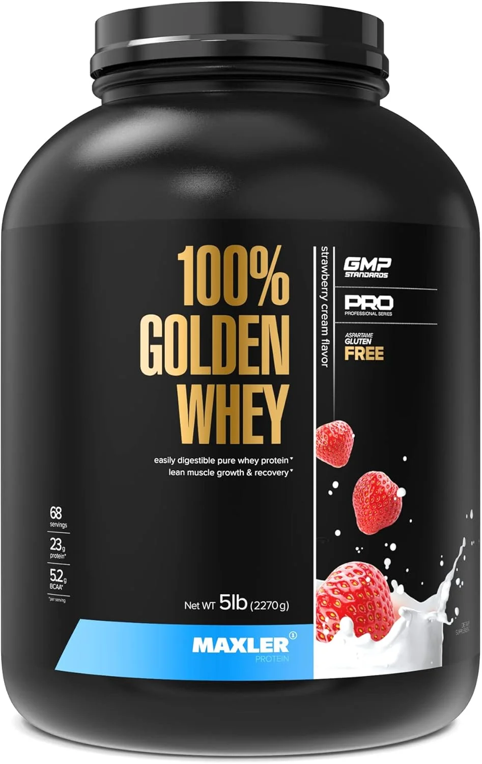 پروتئین وی گلدن 100% مکسلر - 25 گرم پودر پروتئین وی ممتاز با طعم توت فرنگی