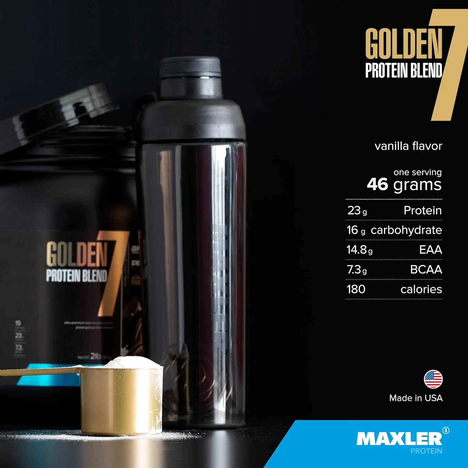 مخلوط پروتئینی Maxler Golden 7 - پودر پروتئین برای افزایش حجم عضلات و ریکاوری - پودر پروتئین وانیلی 5 پوندی مخلوط پروتئینی Maxler Golden 7 - پودر پروتئین برای افزایش حجم عضلات و ریکاوری - پودر پروتئین وانیلی 5 پوندی