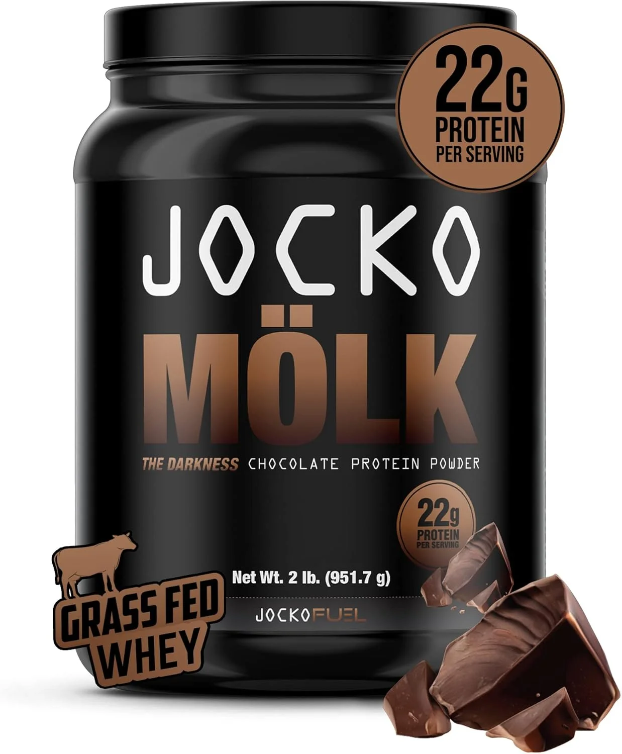 پودر پروتئین وی ایزوله Jocko Molk از Labs - طعم شکلات - ترکیب میوه مانک بدون شکر - اسیدهای آمینه و پروبیوتیک ها - 31 سروینگ - 0.9 کیلوگرم