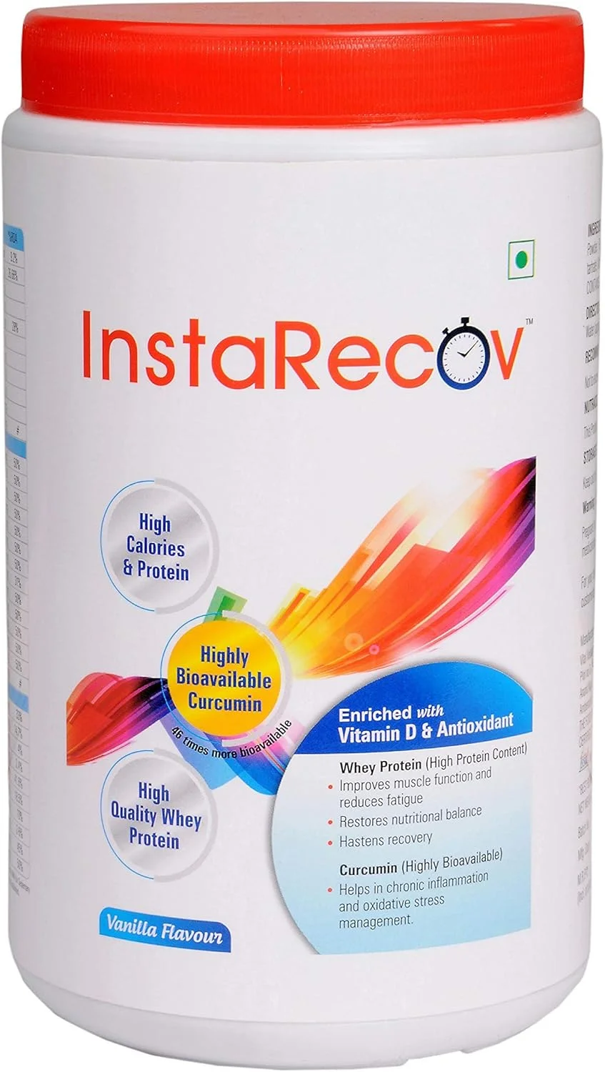 پروتئین وی مبتدی InstaRecov (16 گرم در هر وعده) غنی شده با کورکومین توسط OmniWellness (وانیلی، 400 گرم)