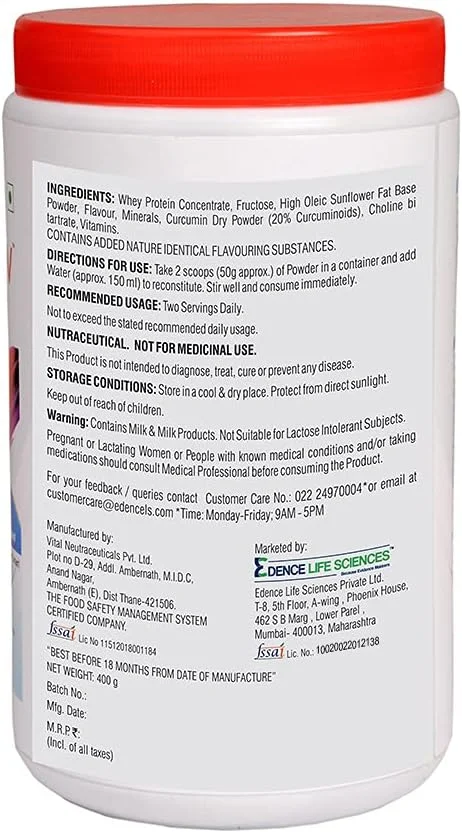 پروتئین وی مبتدی InstaRecov (16 گرم در هر وعده) غنی شده با کورکومین توسط OmniWellness (وانیلی، 400 گرم)
