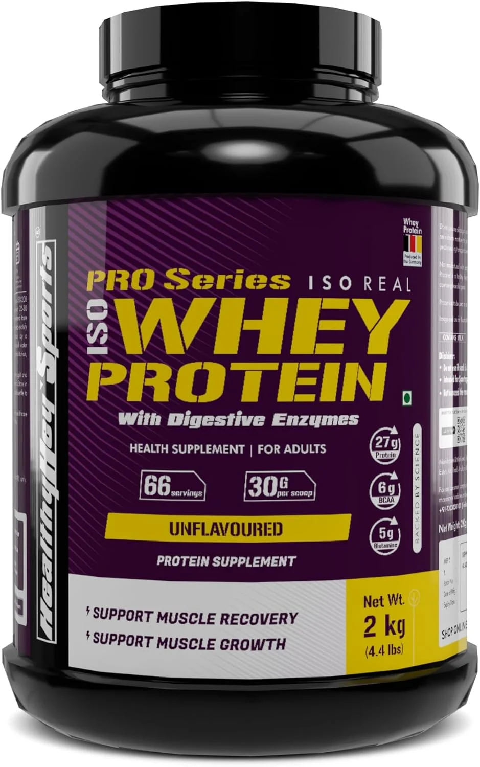 پروتئین وی ایزوله HealthyHey Sports - Isoreal - تولید شده در آمریکا - 90% پروتئین - بدون طعم - بسته 2 کیلوگرمی
