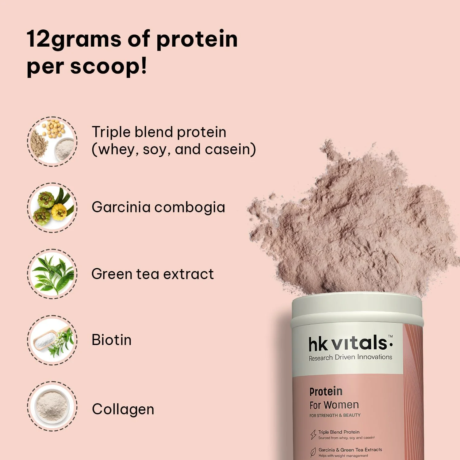 HealthKart HK Vitals ProteinUp Women، پروتئین سویا و وی برای قدرت، کلاژن برای درخشندگی پوست، ویتامین C، E و بیوتین برای رشد مو، گارسینیا برای مدیریت وزن (شکلاتی، 400 گرم / 0.88 پوند) HealthKart HK Vitals ProteinUp Women، پروتئین سویا و وی برای قدرت، کلاژن برای درخشندگی پوست، ویتامین C، E و بیوتین برای رشد مو، گارسینیا برای مدیریت وزن (شکلاتی، 400 گرم / 0.88 پوند)