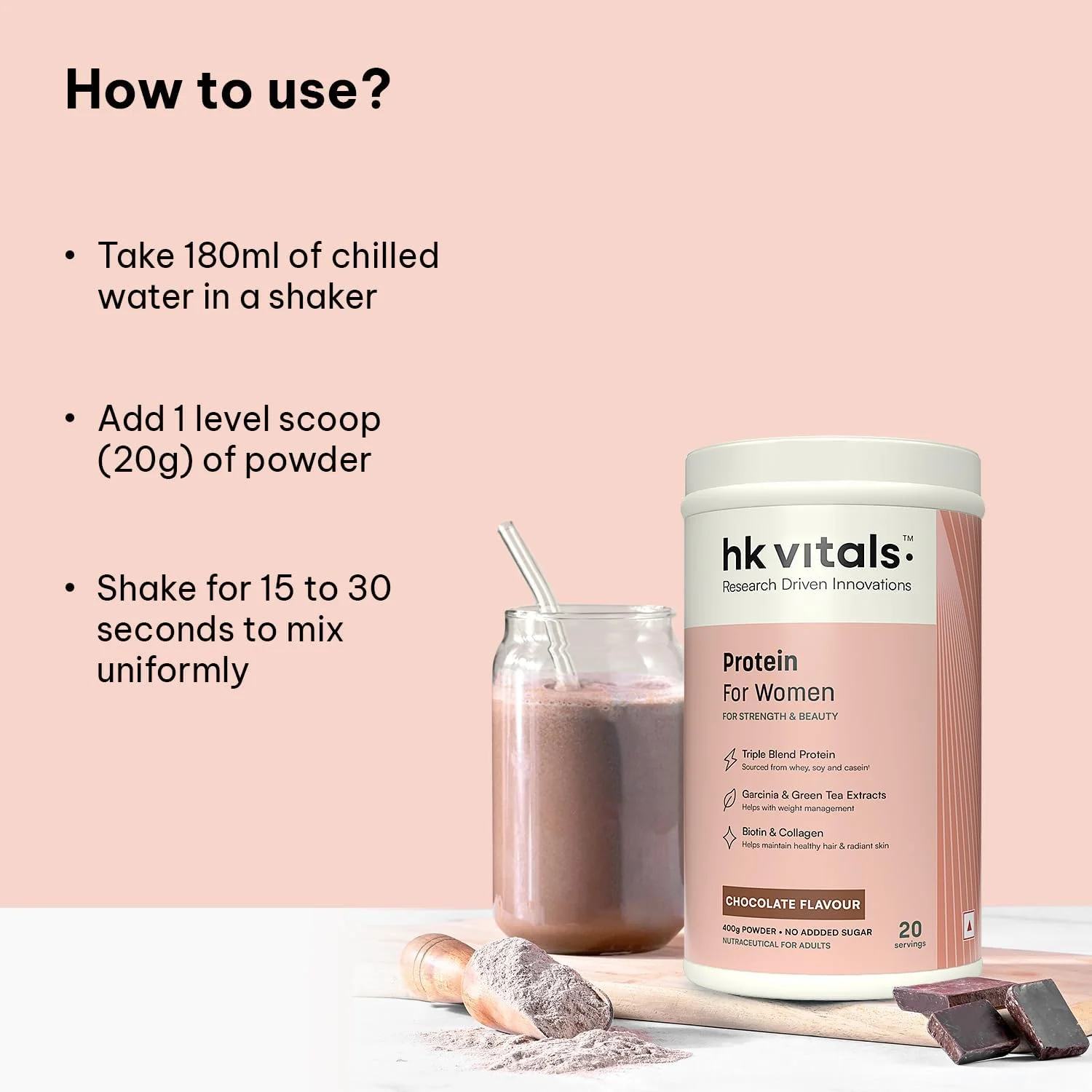 HealthKart HK Vitals ProteinUp Women، پروتئین سویا و وی برای قدرت، کلاژن برای درخشندگی پوست، ویتامین C، E و بیوتین برای رشد مو، گارسینیا برای مدیریت وزن (شکلاتی، 400 گرم / 0.88 پوند) HealthKart HK Vitals ProteinUp Women، پروتئین سویا و وی برای قدرت، کلاژن برای درخشندگی پوست، ویتامین C، E و بیوتین برای رشد مو، گارسینیا برای مدیریت وزن (شکلاتی، 400 گرم / 0.88 پوند)